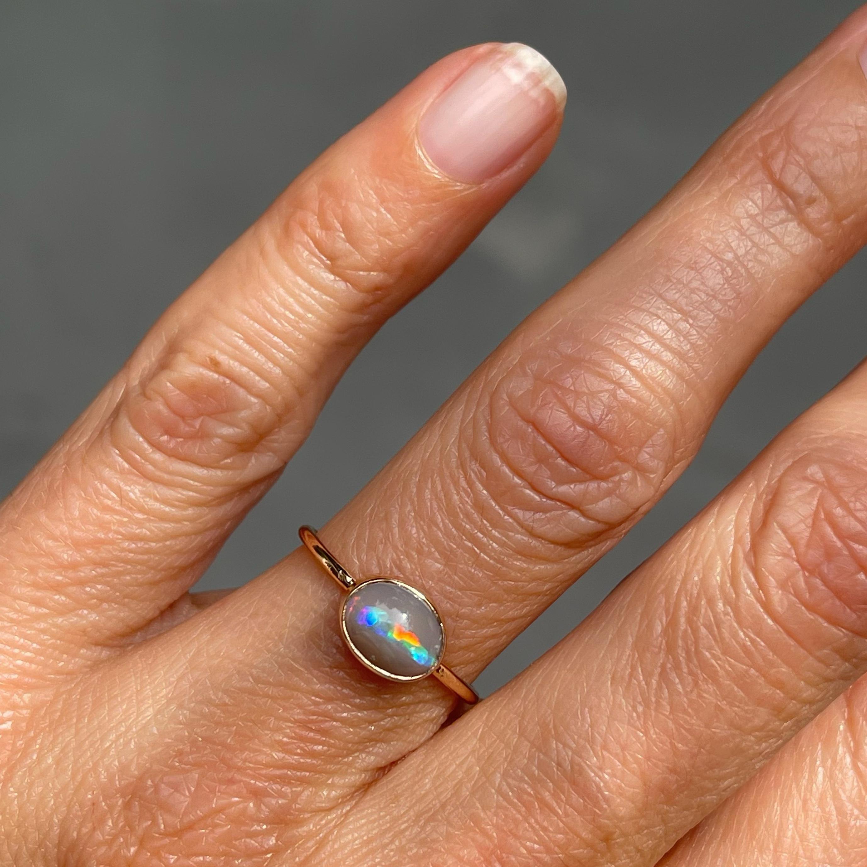 Dreamscape No. 13 Rose Gold Lightning Ridge Opal Ring Rose Gold, NIXIN Jewelry For Sale 1