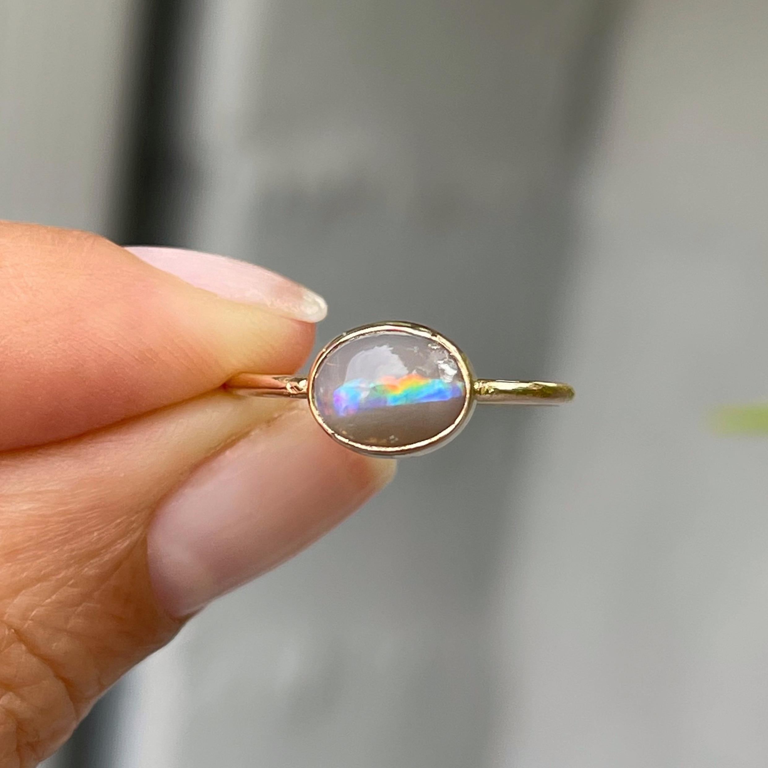Dreamscape No. 13 Rose Gold Lightning Ridge Opal Ring Rose Gold, NIXIN Jewelry For Sale 2