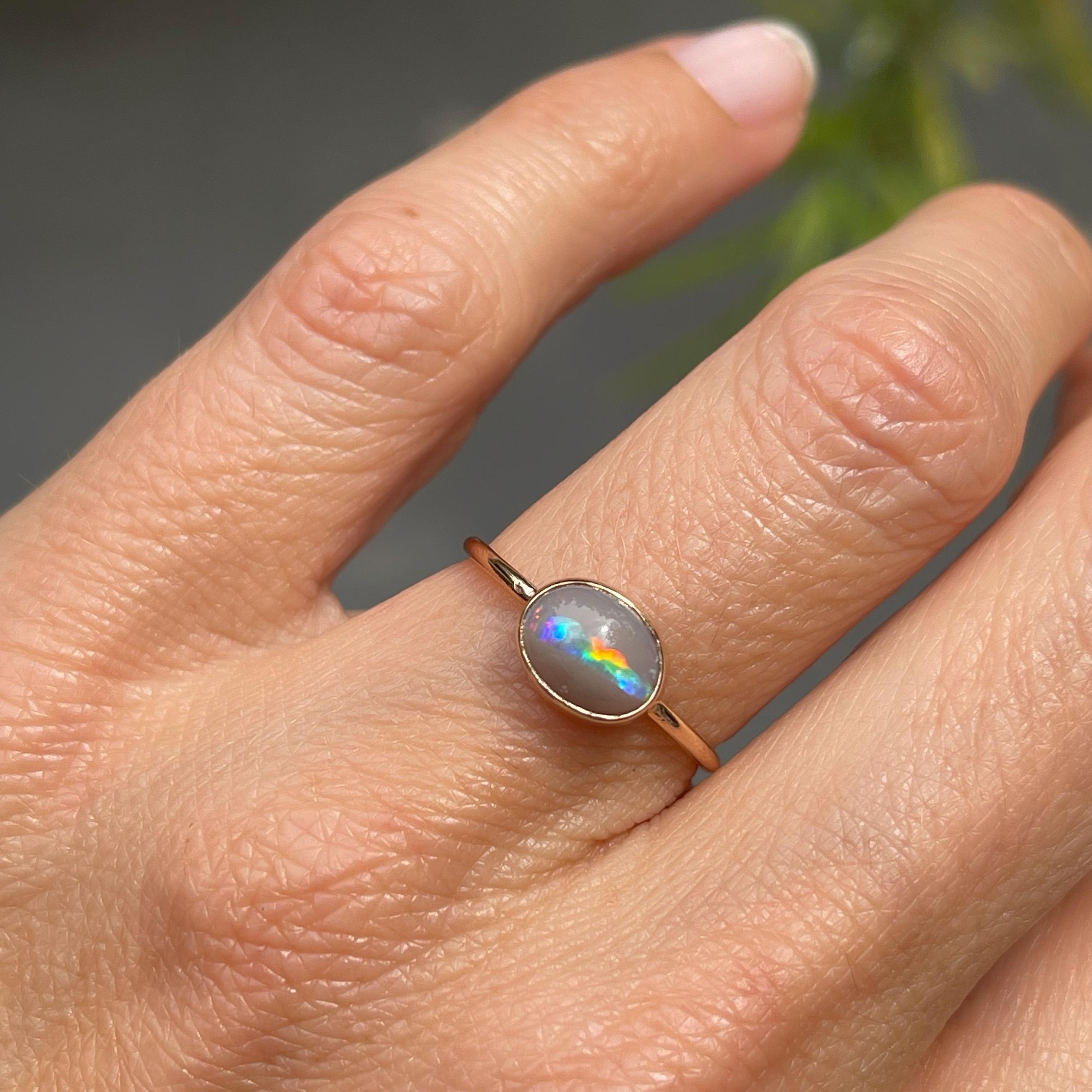 Dreamscape No. 13 Rose Gold Lightning Ridge Opal Ring Rose Gold, NIXIN Jewelry For Sale 3