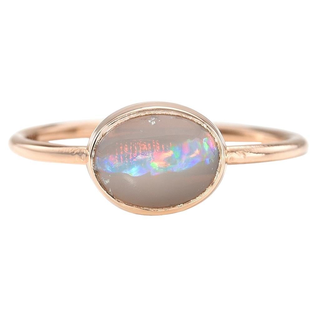 Dreamscape No. 13 Rose Gold Lightning Ridge Opal Ring Rose Gold, NIXIN Jewelry For Sale