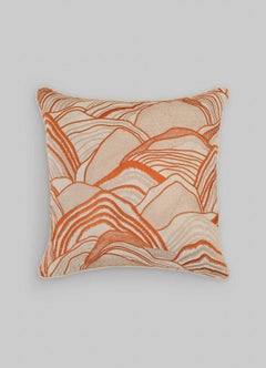Dreamscape Orange Embroidered Mounds Cushion Cover Small
