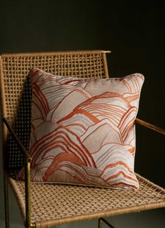 Dreamscape Orange Embroidered Mounds Cushion Cover Small