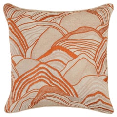 Dreamscape Orange Embroidered Mounds Cushion Cover Small
