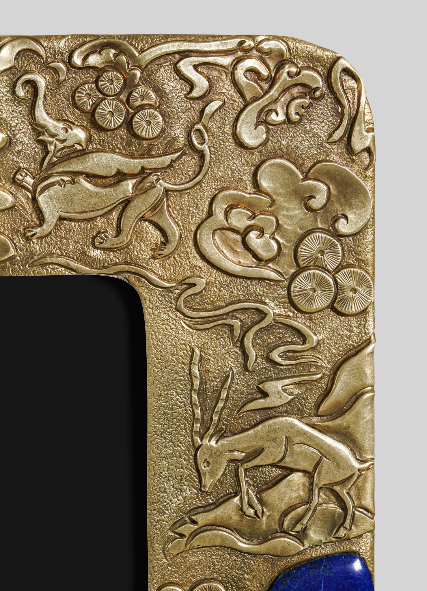 Contemporary Dreamscape Photo Frame in Brass with Semi Precious Stone, by Vikram Goyal For Sale