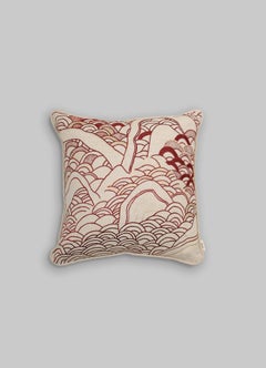 Dreamscape Red Embroidered Cushion A Small, Viya By Vikram Goyal
