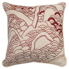 Dreamscape Red Embroidered Cushion A Small, Viya By Vikram Goyal