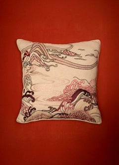Dreamscape Red Embroidered Cushion B Large, Viya By Vikram Goyal