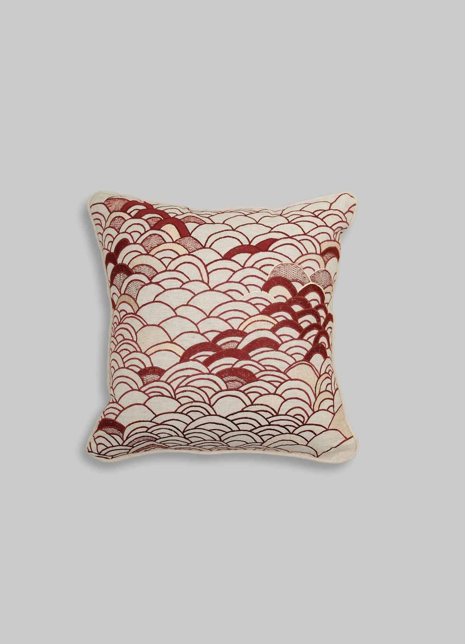 Dreamscape Red Embroidered Cushion B Small, Viya By Vikram Goyal

Behold the tangible embodiment of a reverie – a whimsical collection of textiles inspired by the 17th-century Rajput manuscript, 