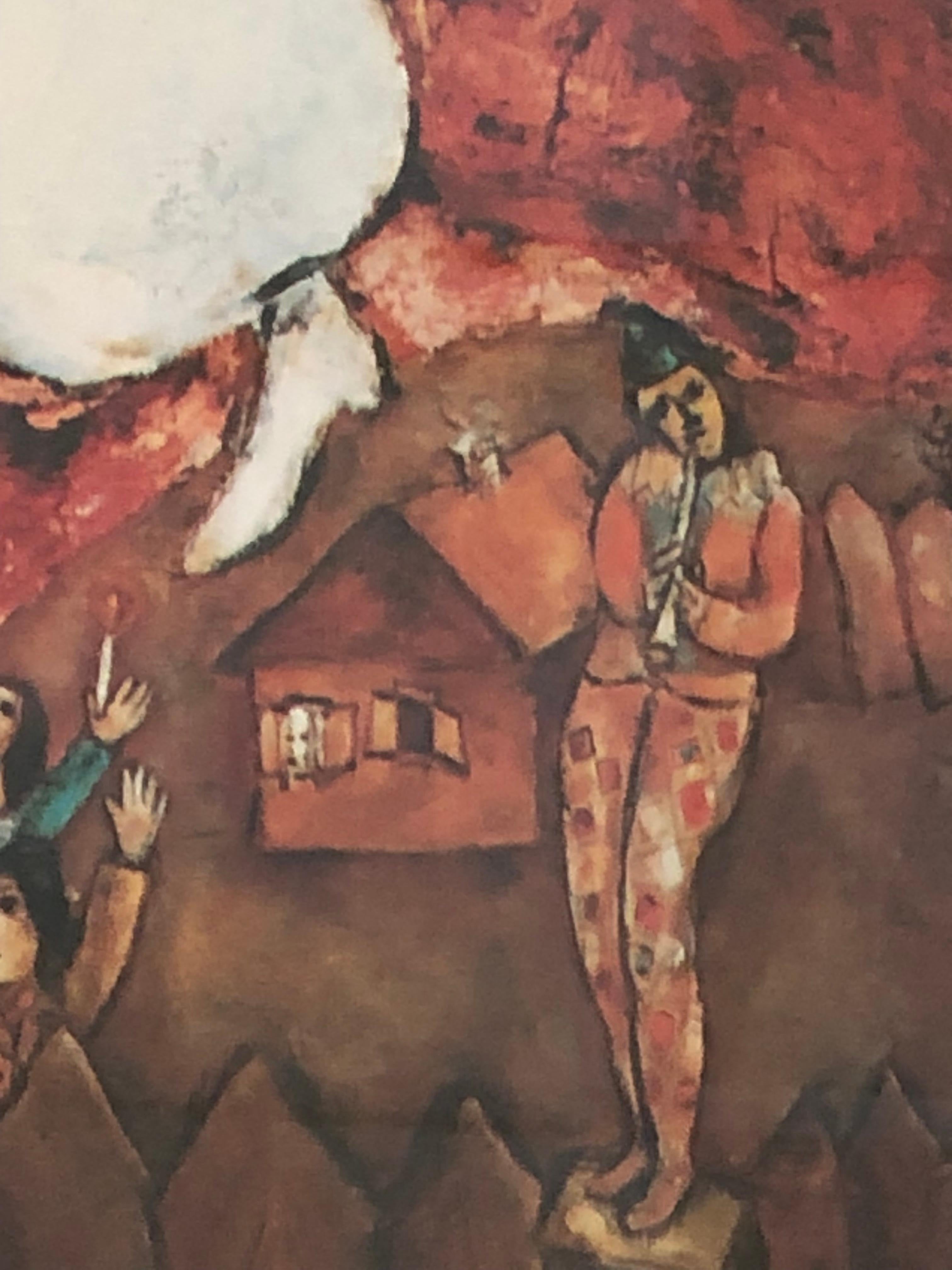 Fin du 20e siècle Lithographie de Chagall « The Three Candles » (les trois bougies) représentant une peinture célèbre de Chagall