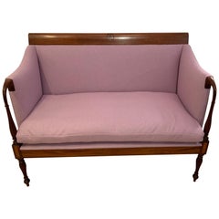 Dreamy Federal Style Mahogany and Lavender Antique Settee Loveseat