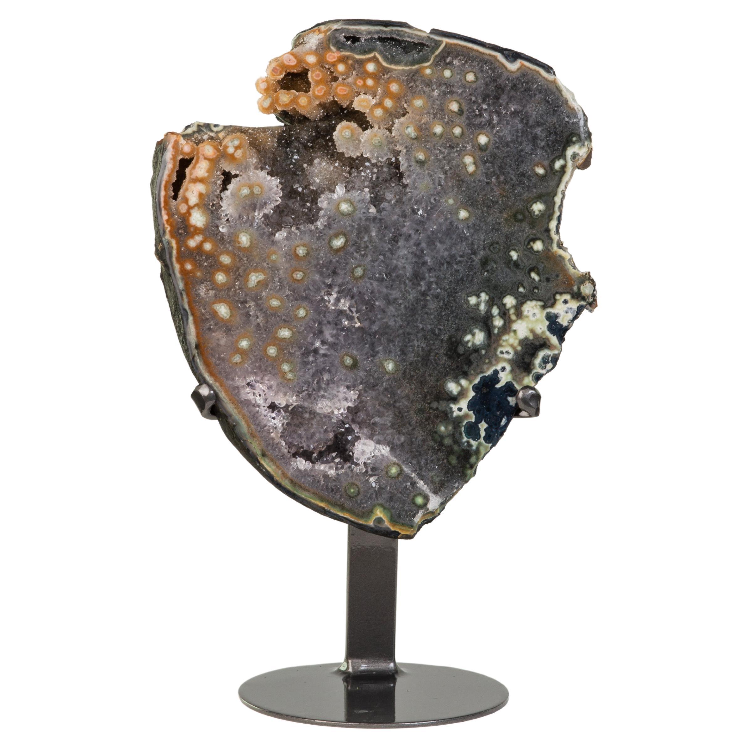 Geometrischer Endschliff, ähnelt einem Muranoglas-Kristall-Metallic-Slice im Angebot