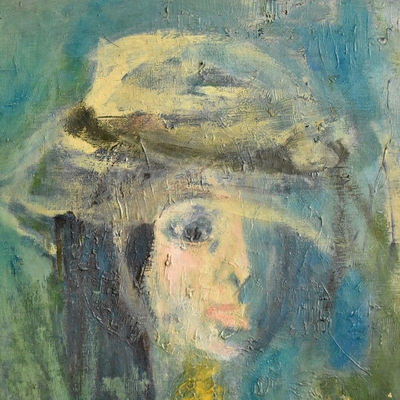 Large Original Vintage Oil on Canvas Painting


A dreamy suggestion of a woman wearing a hat with a signature large eye, she appears to be holding a bunch of yellow flowers.
 
Painted largely in impasto.
 
Signed ‘Somville’ and dated ‘1974’