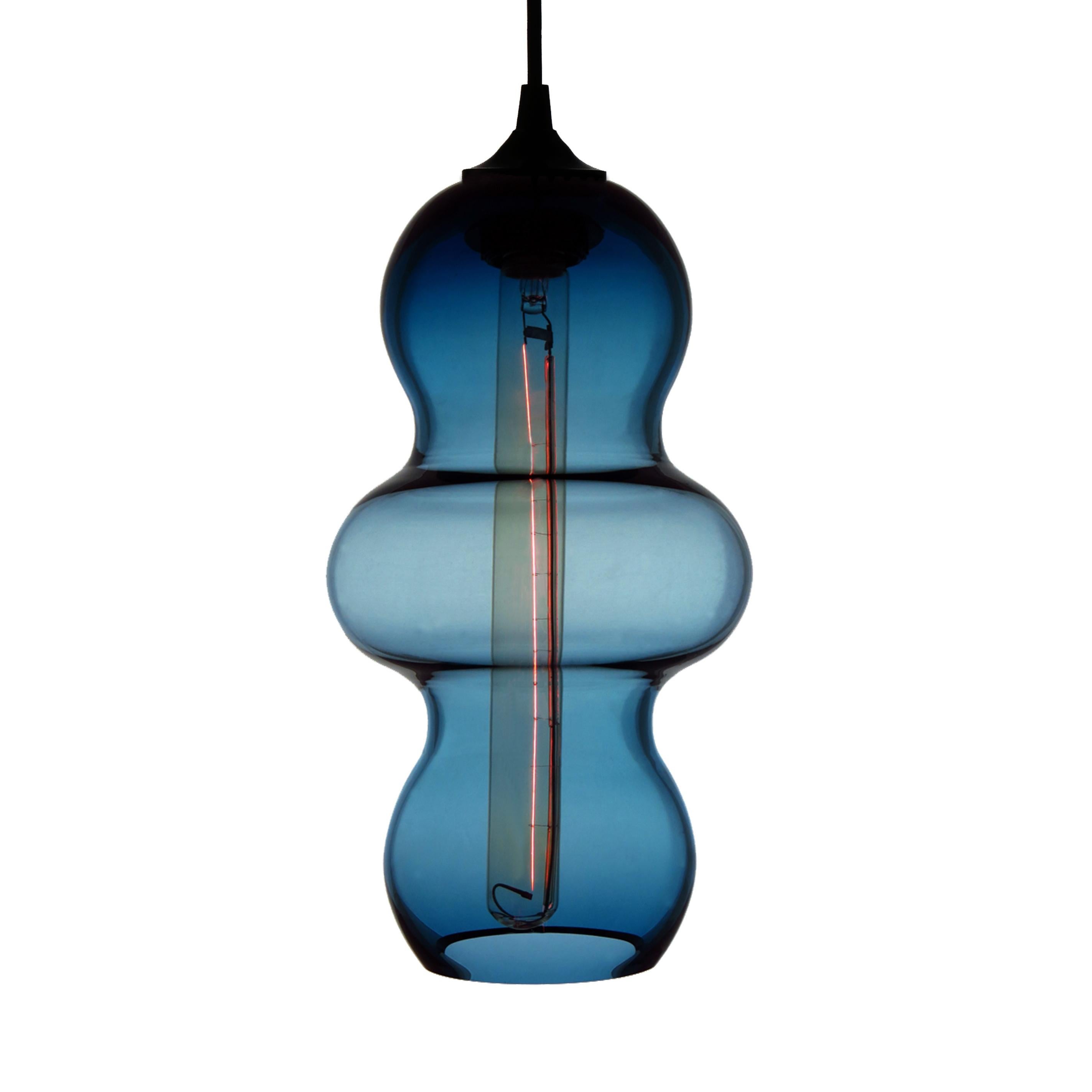 Organic Modern Dreamy Turquoise Contemporary Organic Architectural Hand Blown Pendant Lamp For Sale