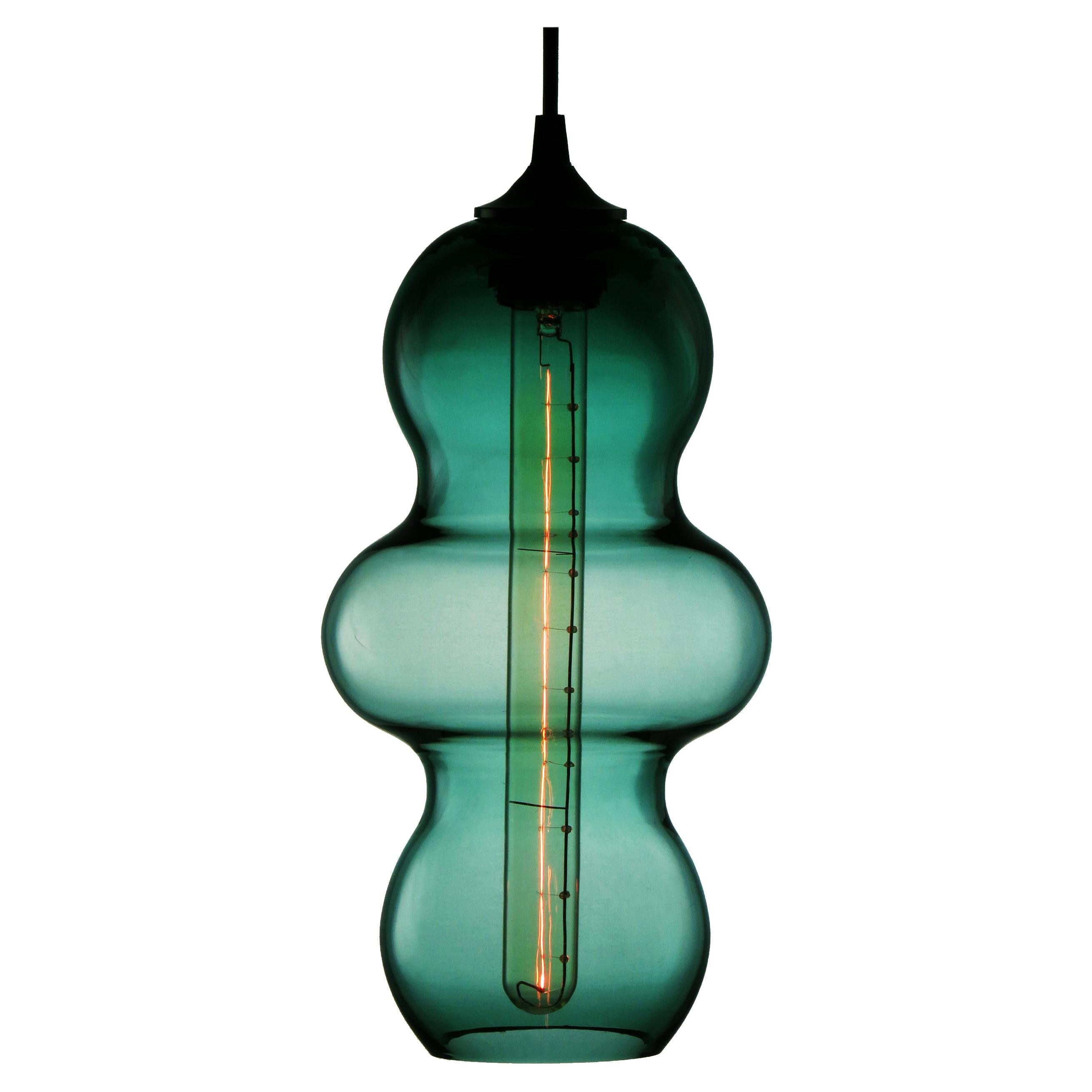Dreamy Turquoise Contemporary Organic Architectural Hand Blown Pendant Lamp For Sale