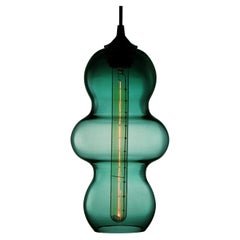 Dreamy Turquoise Contemporary Organic Architectural Hand Blown Pendant Lamp