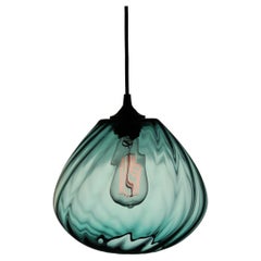 Dreamy Turquoise Modern Transparent Hand Blown Glass Architectural Pendant Lamp