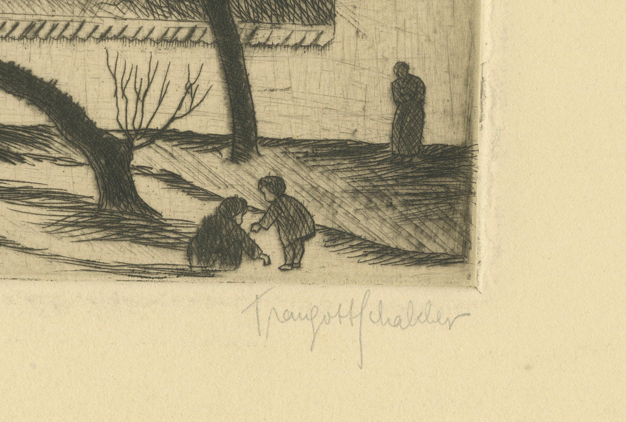 Engraved Drei Bäume (Three Trees) – Early 20th-Century Etching, Artist Unknown, ca.1920 For Sale