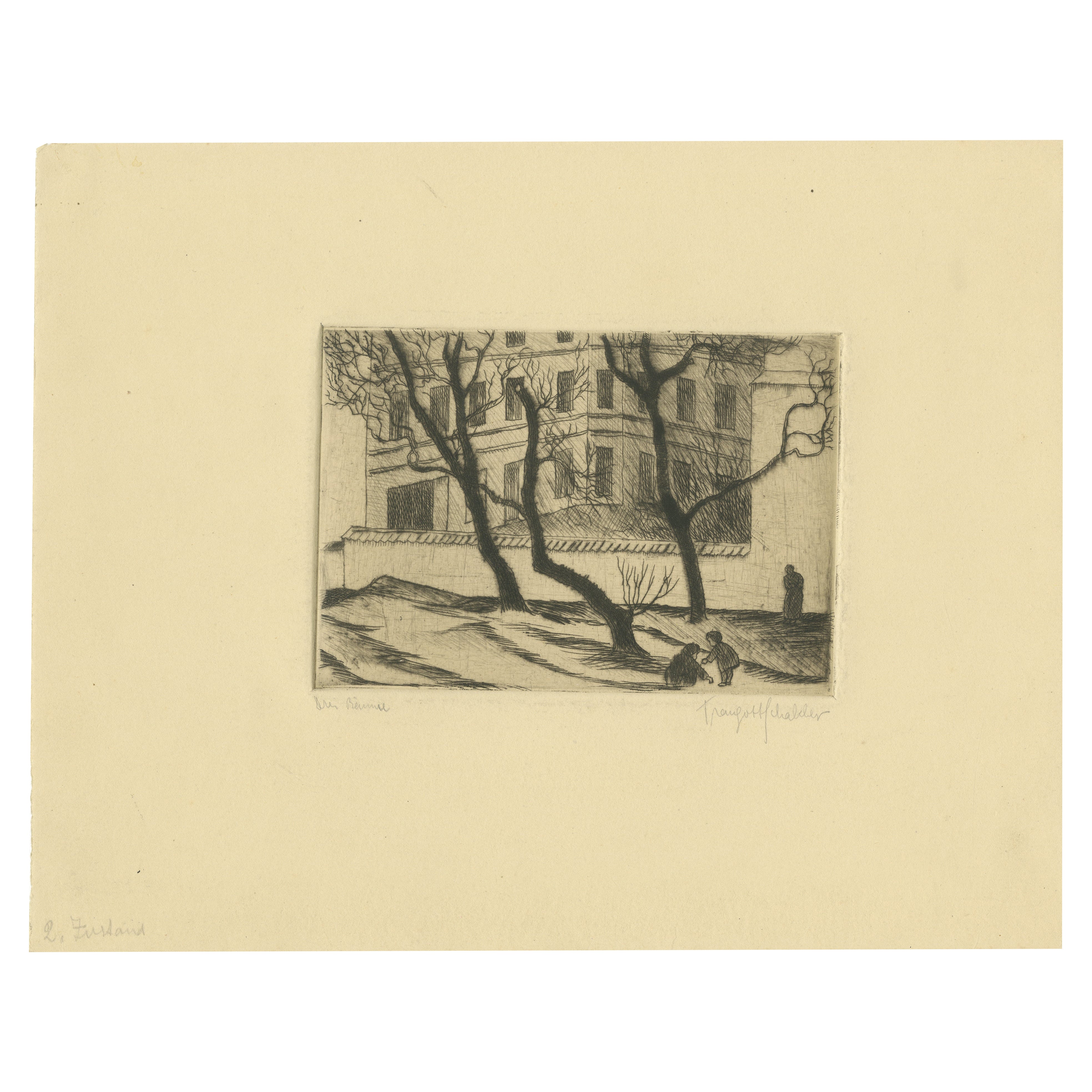 Drei Bäume (Three Trees) – Early 20th-Century Etching, Artist Unknown, ca.1920 For Sale