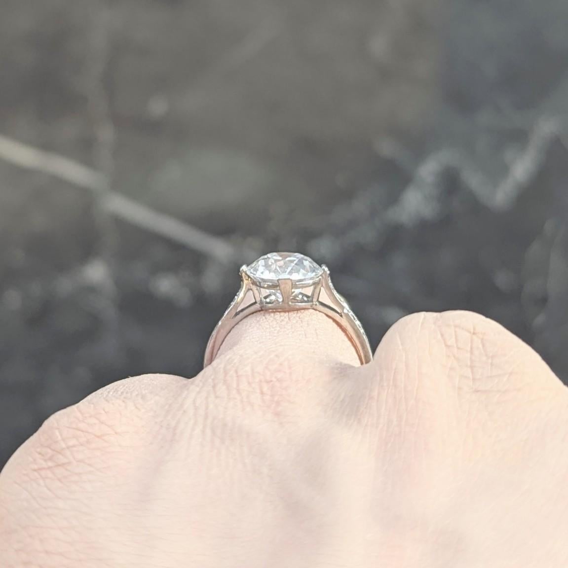 Dreicer Art Deco 2.55 CTW European Diamond Platinum Vintage Engagement Ring GIA For Sale 5