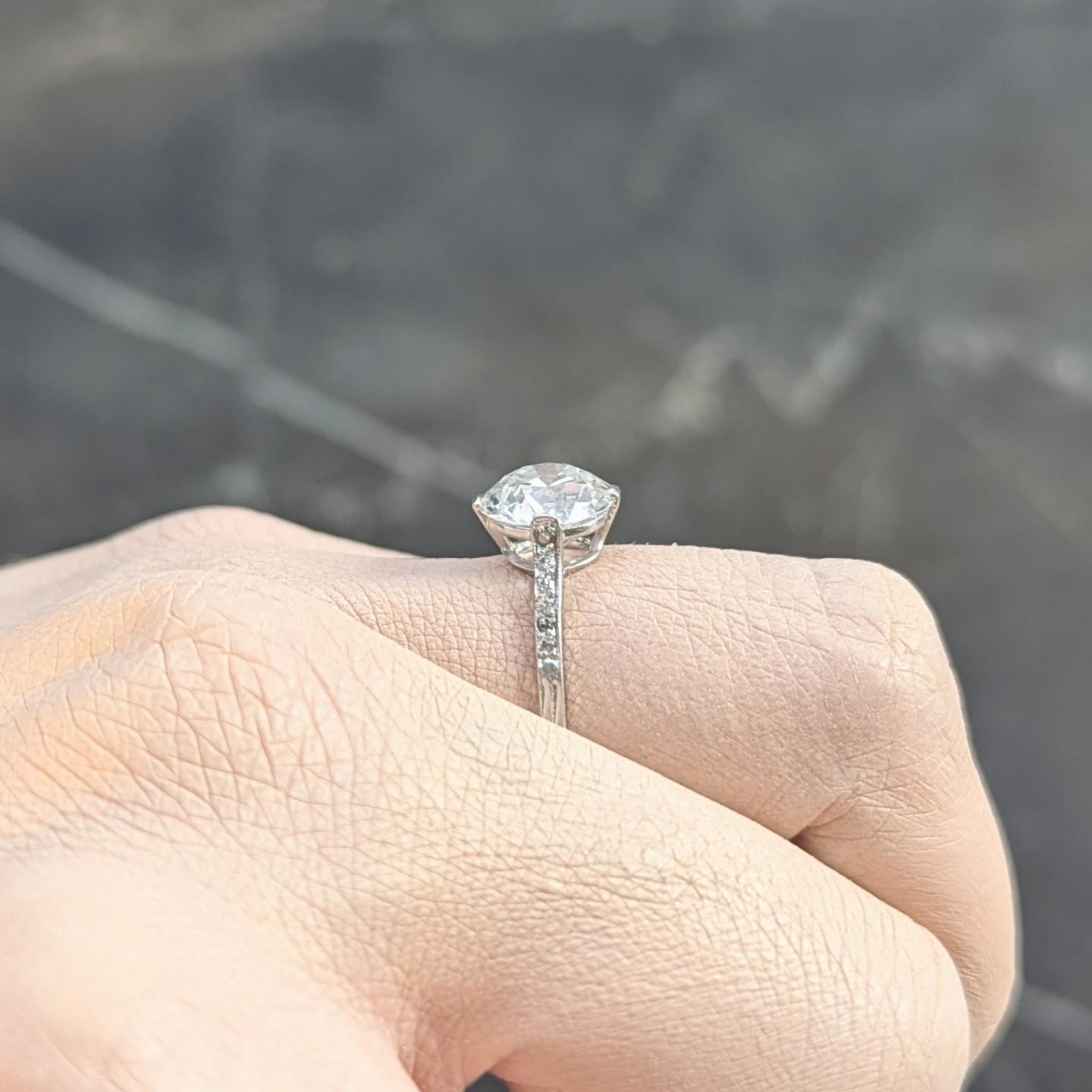 Dreicer Art Deco 2.55 CTW European Diamond Platinum Vintage Engagement Ring GIA For Sale 6