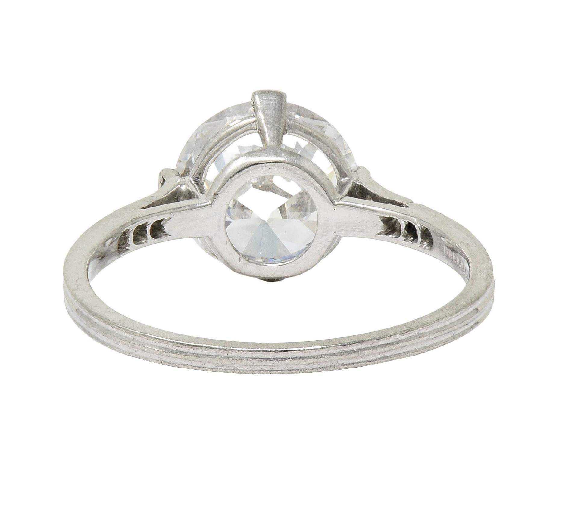Dreicer Art Deco 2.55 CTW European Diamond Platinum Vintage Engagement Ring GIA In Excellent Condition In Philadelphia, PA