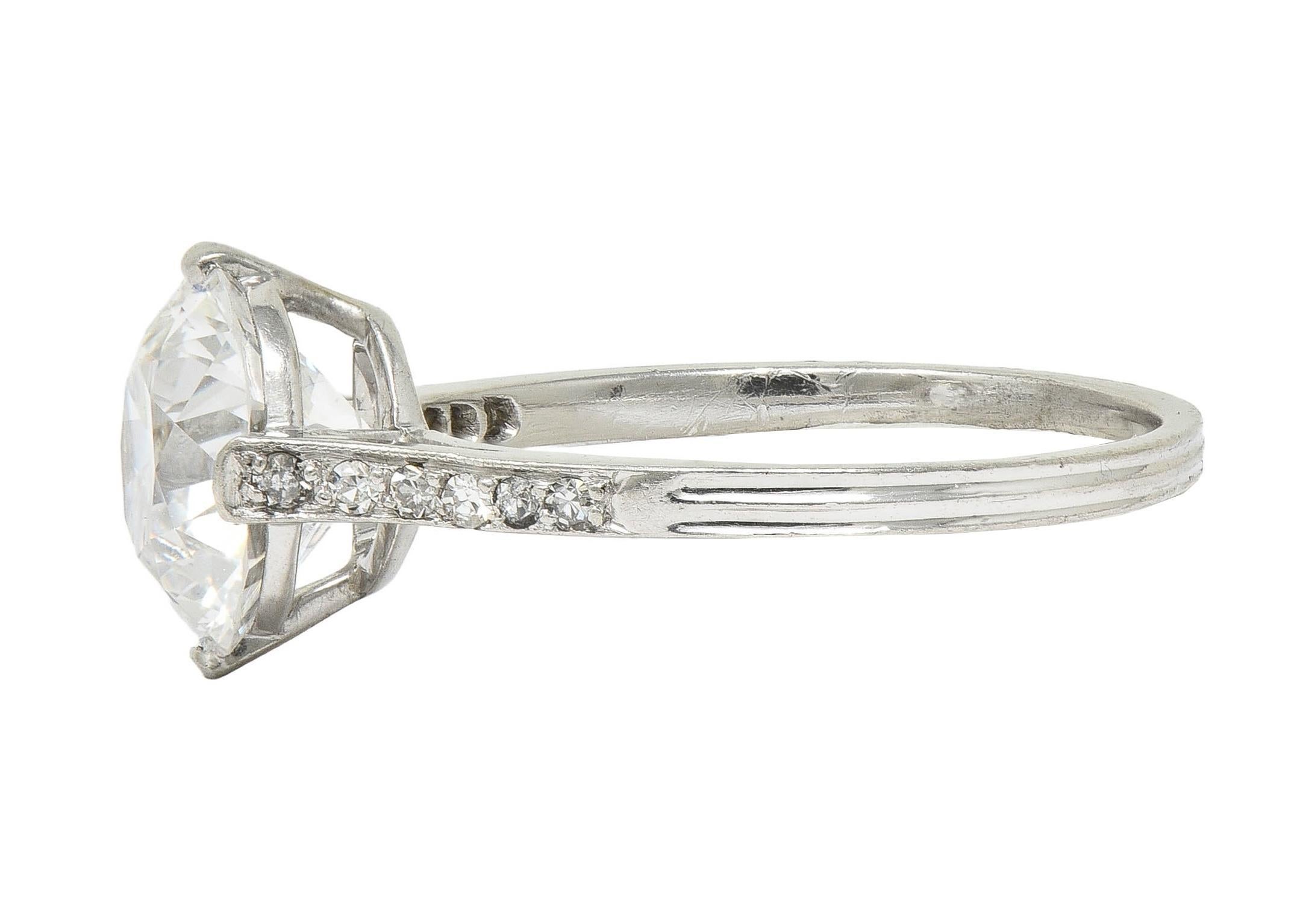 Women's or Men's Dreicer Art Deco 2.55 CTW European Diamond Platinum Vintage Engagement Ring GIA For Sale