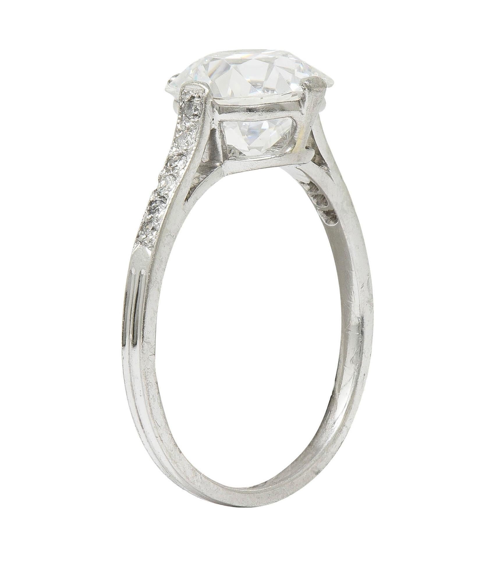 Dreicer Art Deco 2.55 CTW European Diamond Platinum Vintage Engagement Ring GIA For Sale 3