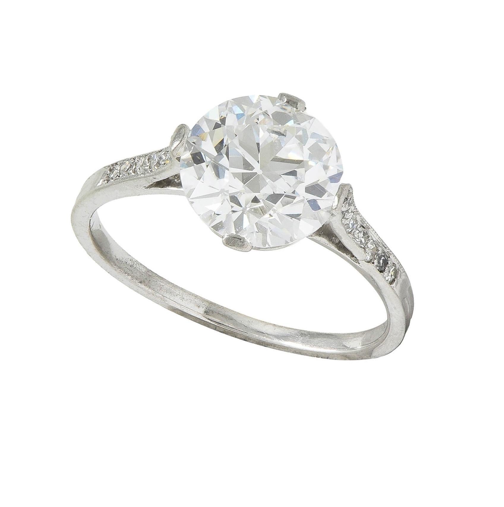 Dreicer Art Deco 2.55 CTW European Diamond Platinum Vintage Engagement Ring GIA For Sale 4