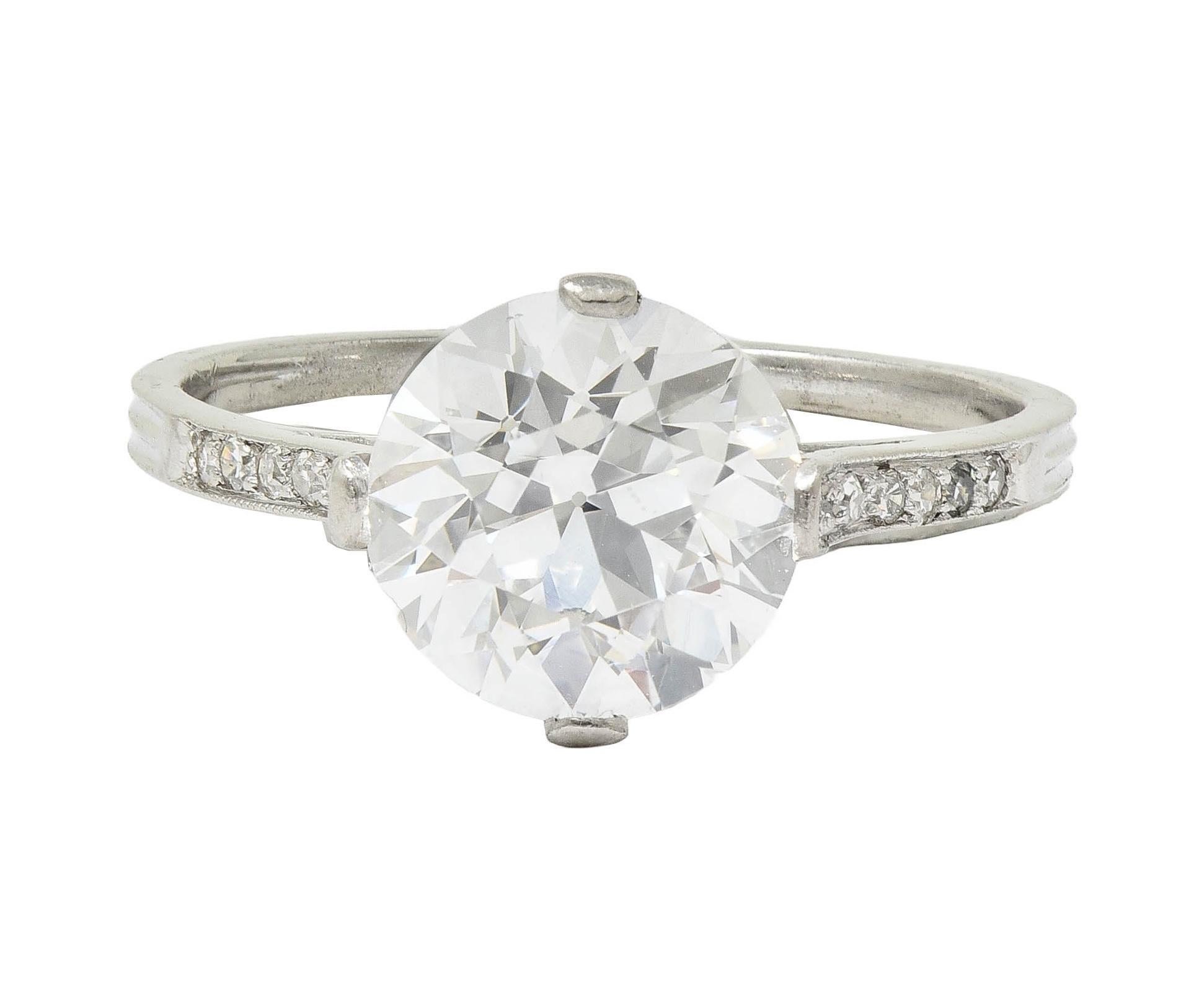 Dreicer Art Deco 2.55 CTW European Diamond Platinum Vintage Engagement Ring GIA For Sale