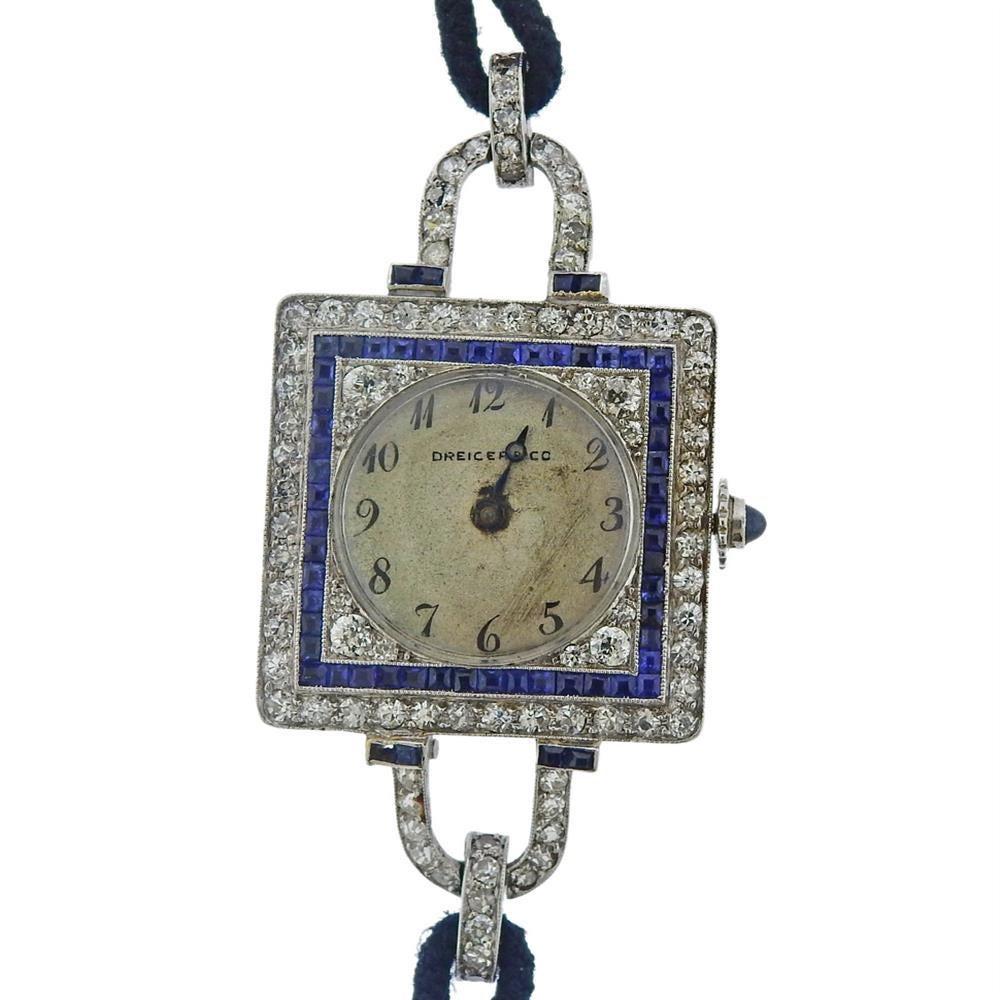 Dreicer & Co. C.H. Meylan Art Deco Platin-Diamant-Uhr (Art déco) im Angebot