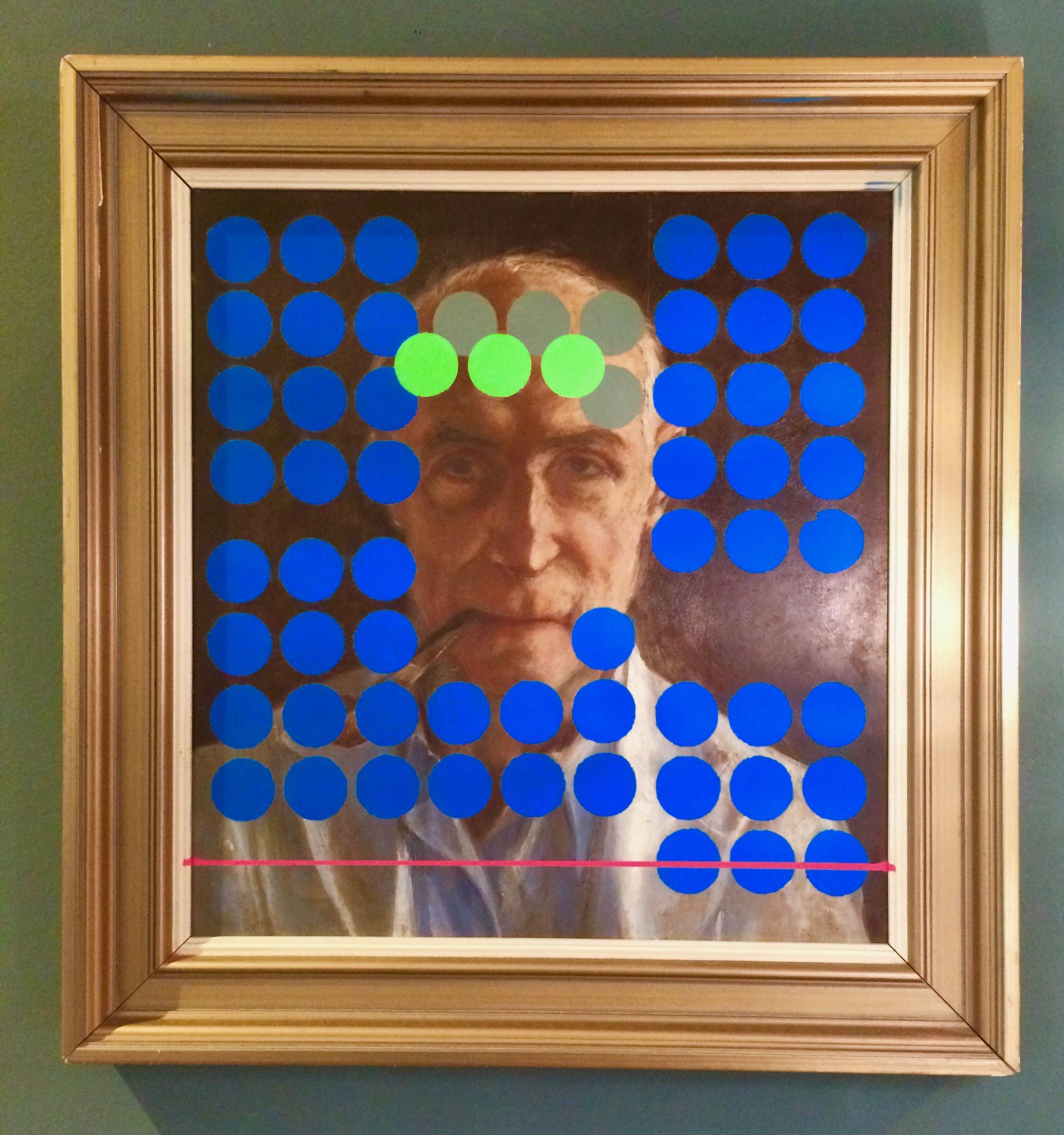 Dreimal Neon by Markus Friedrich Staab
One of a Kind
Dimensions: D 6 x W 38 x H 43 cm.
Materials: Paint.

Overpainted oil painting ca. 1940, original frame.

Markus Friedrich Staab
Furniture has always surrounded us. Furniture is not just made up of