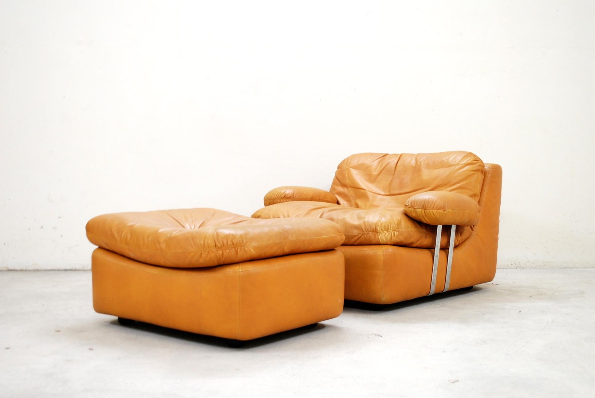 Dreipunkt International Leather Lounge Chair Cognac (Moderne der Mitte des Jahrhunderts)