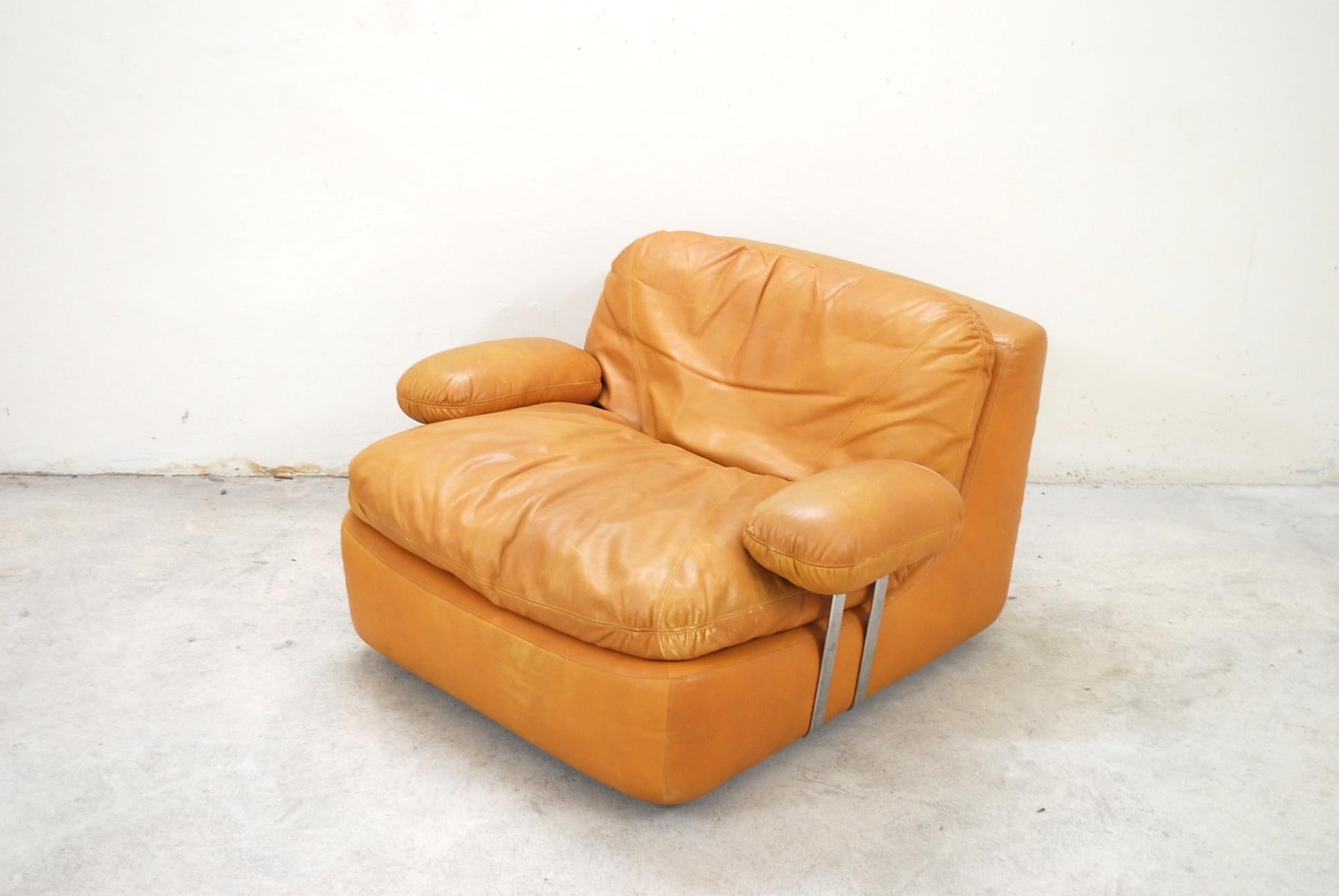 German Dreipunkt International Leather Lounge Chair Cognac