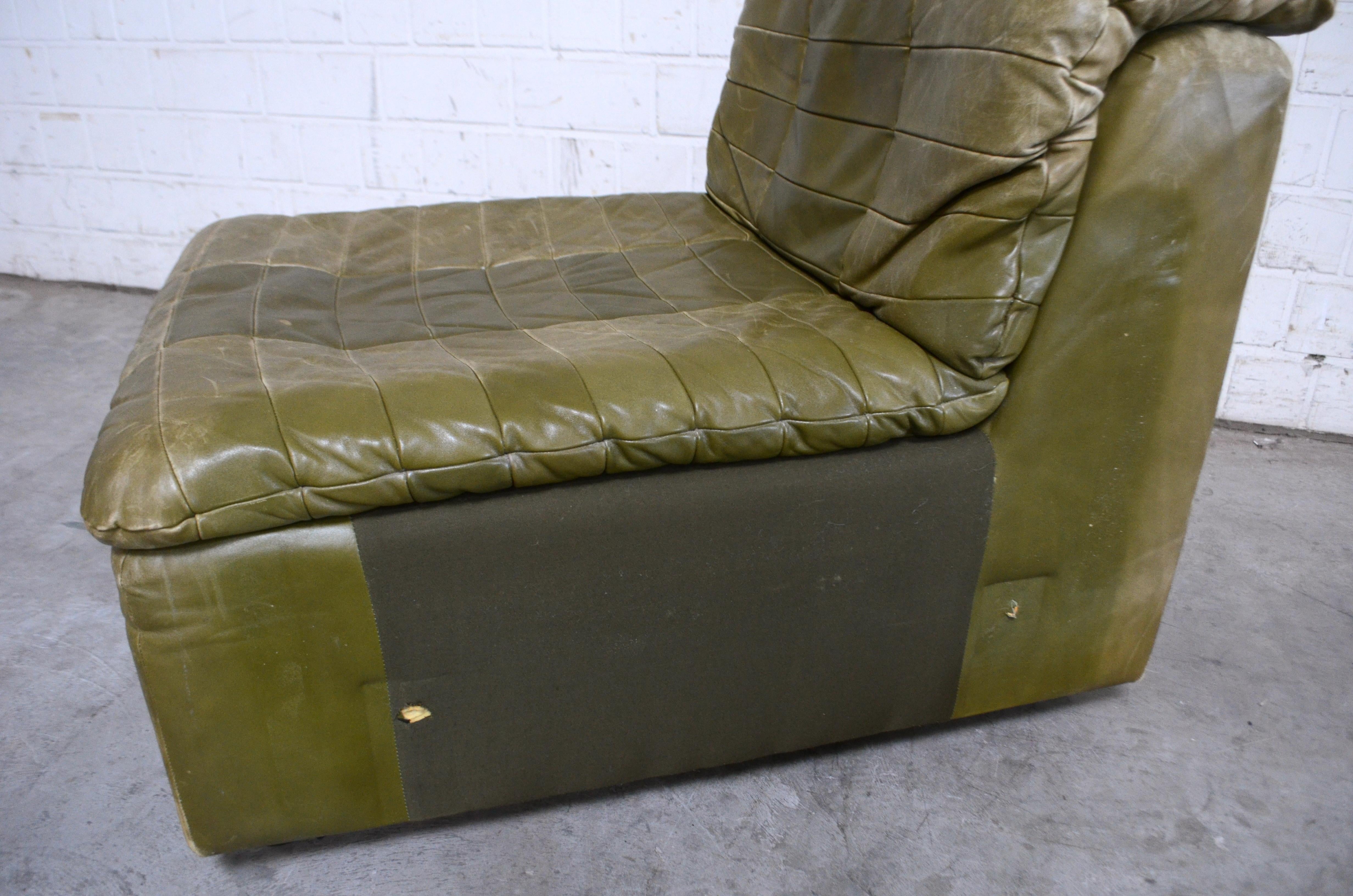 Dreipunkt International Leather Patchwork Sofa Module Olive Green 4