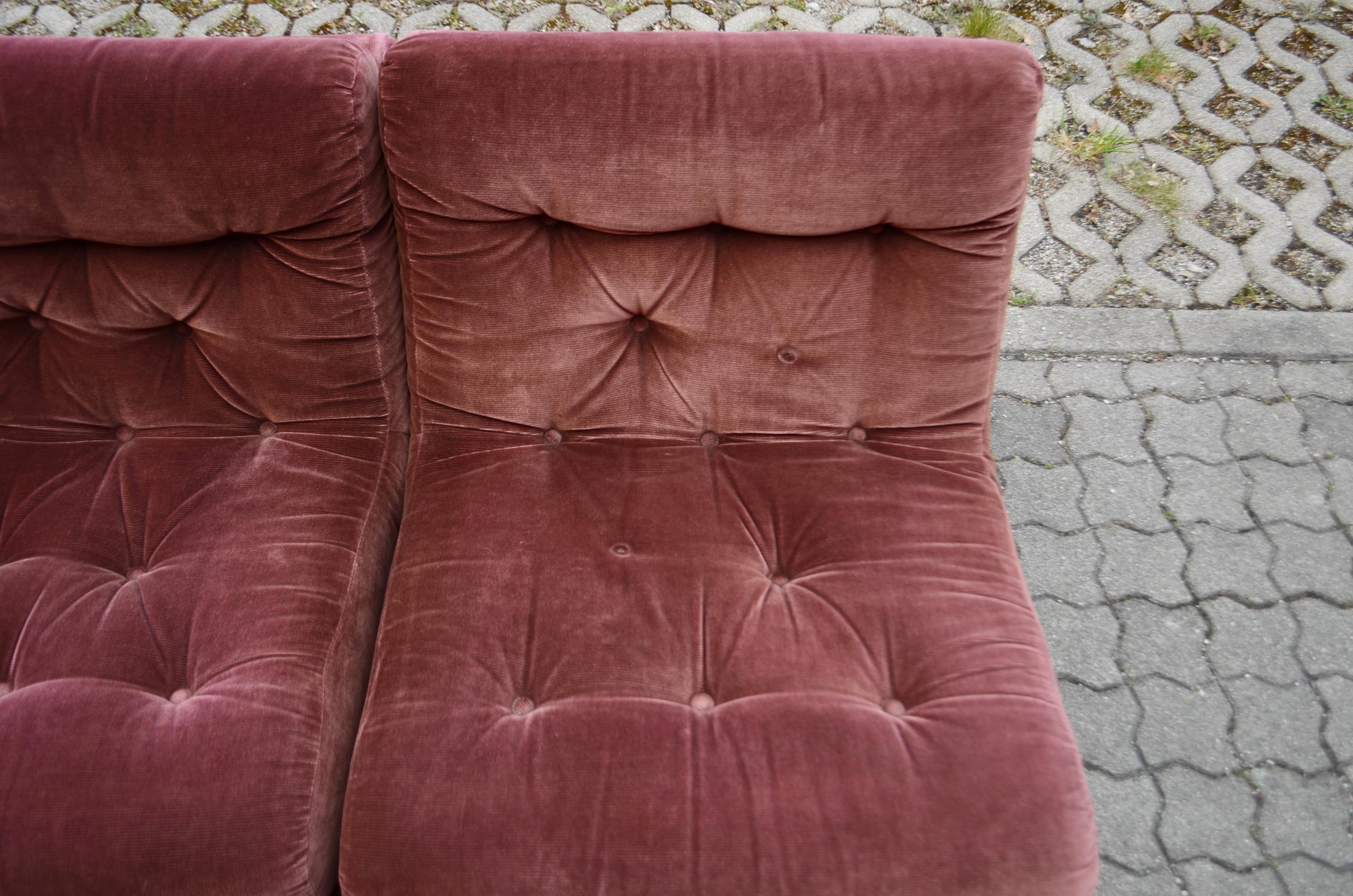 Dreipunkt International Vintage Modular Velvet redbrown Sectional Sofa 70ties For Sale 3