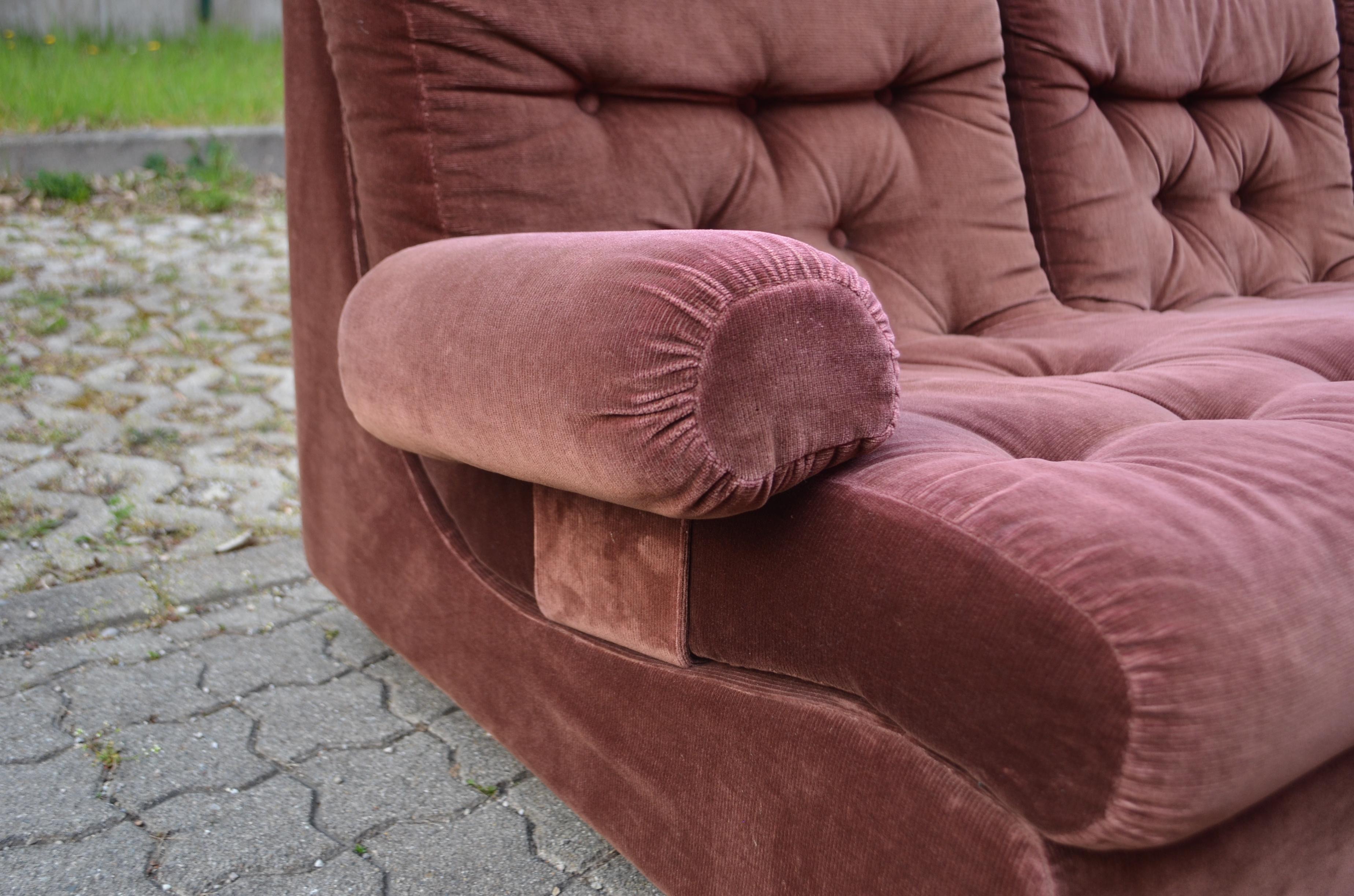 Dreipunkt International Vintage Modular Velvet redbrown Sectional Sofa 70ties For Sale 12