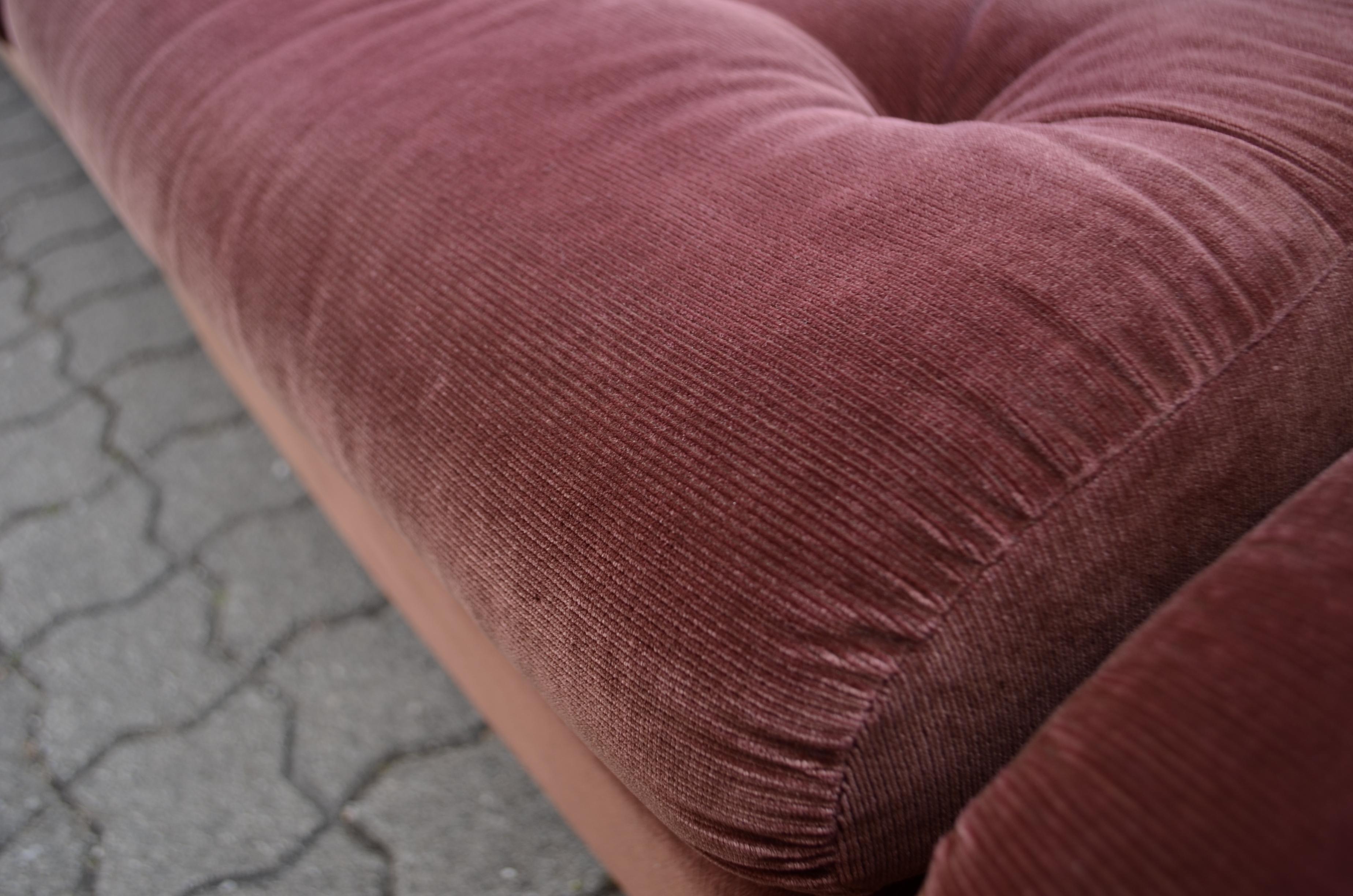Fabric Dreipunkt International Vintage Modular Velvet redbrown Sectional Sofa 70ties For Sale