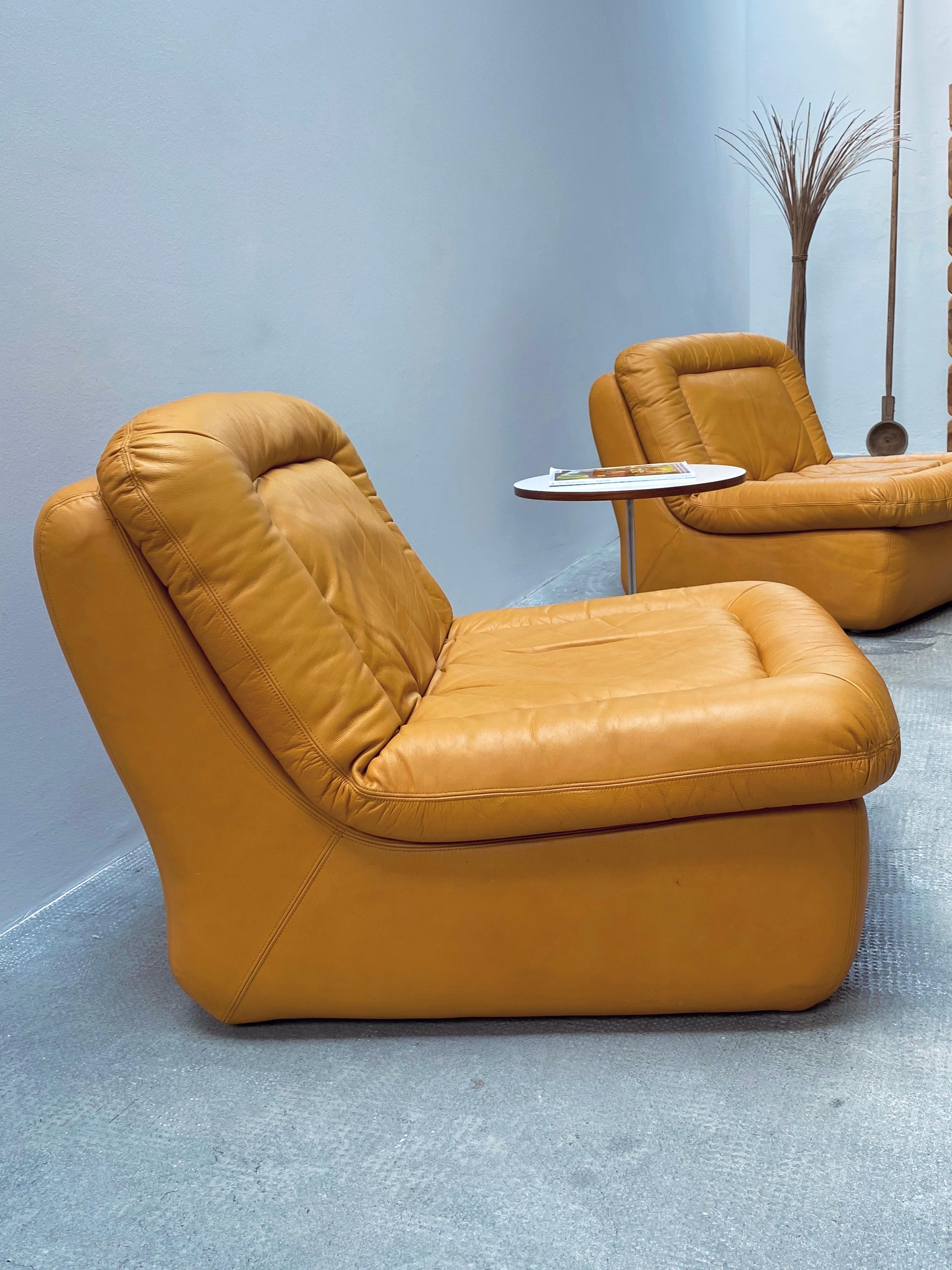 Dreipunkt Modular Lounge Sessel Sofa Sitzgruppe Leder gelb, Deutschland 1970 en vente 1