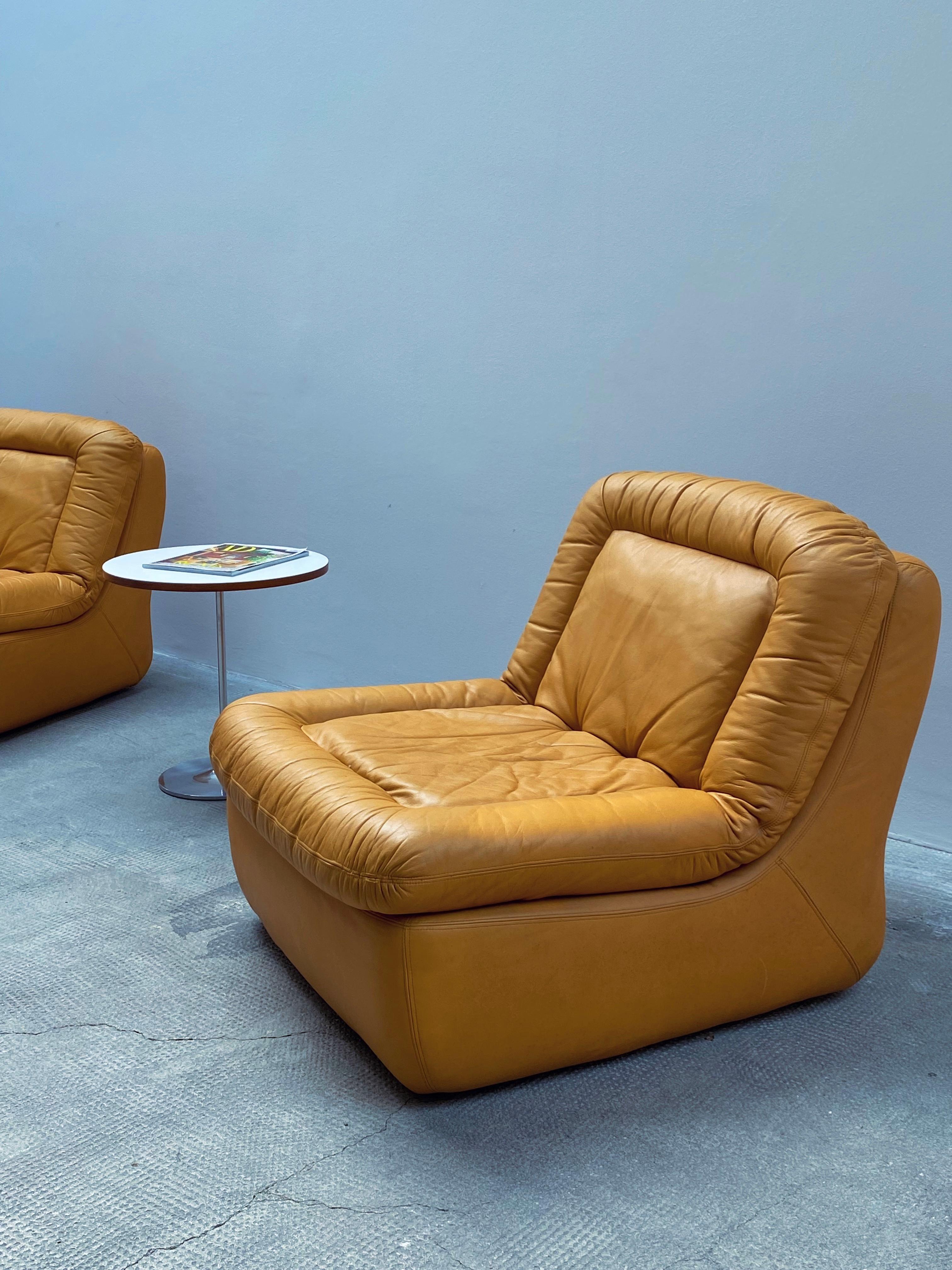 Dreipunkt Modular Lounge Sessel Sofa Sitzgruppe Leder gelb, Deutschland 1970 en vente 2