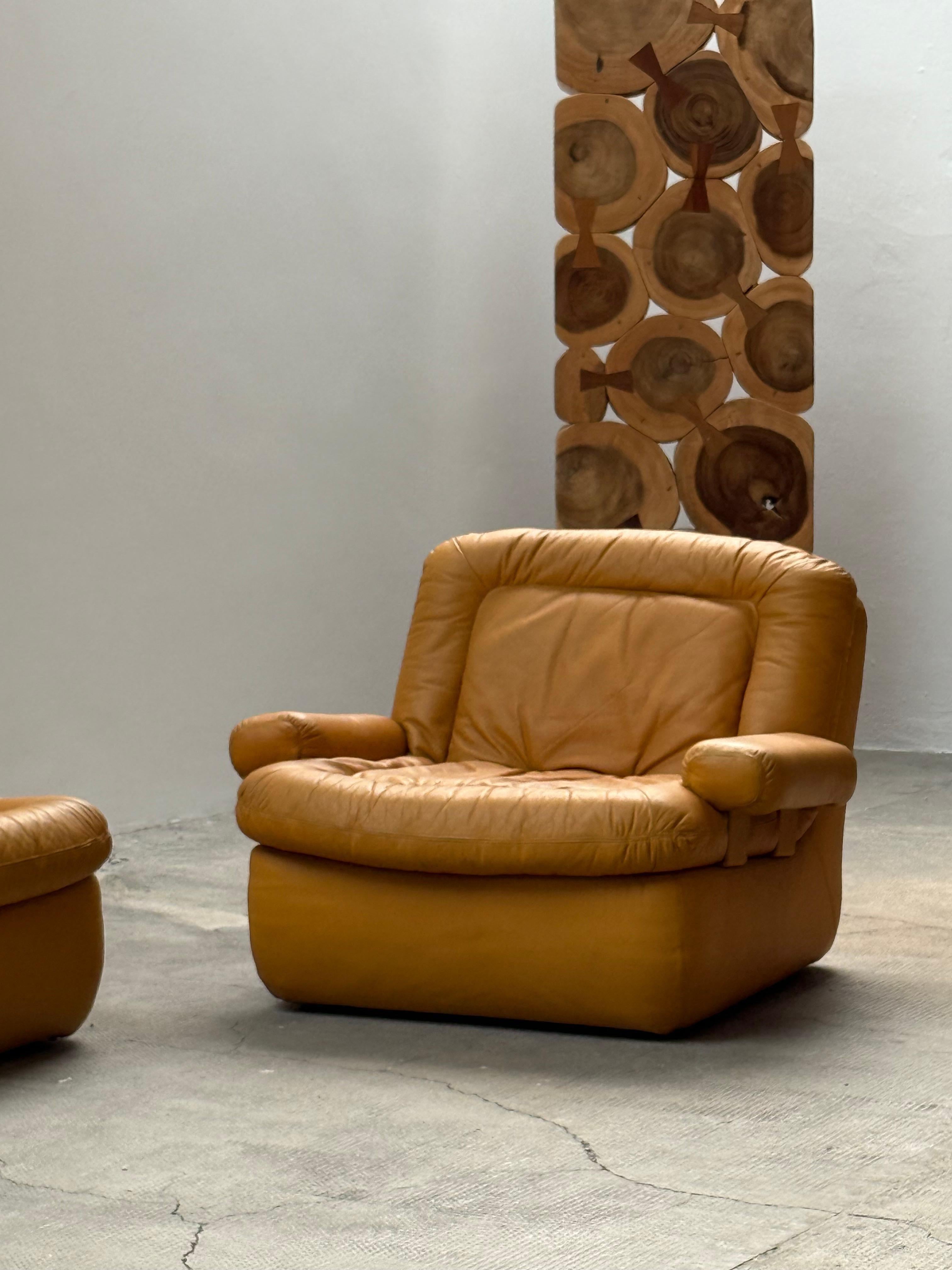Dreipunkt Modular Lounge Sessel Sofá Sitzgruppe Leder gelb, Deutschland 1970er en venta 3
