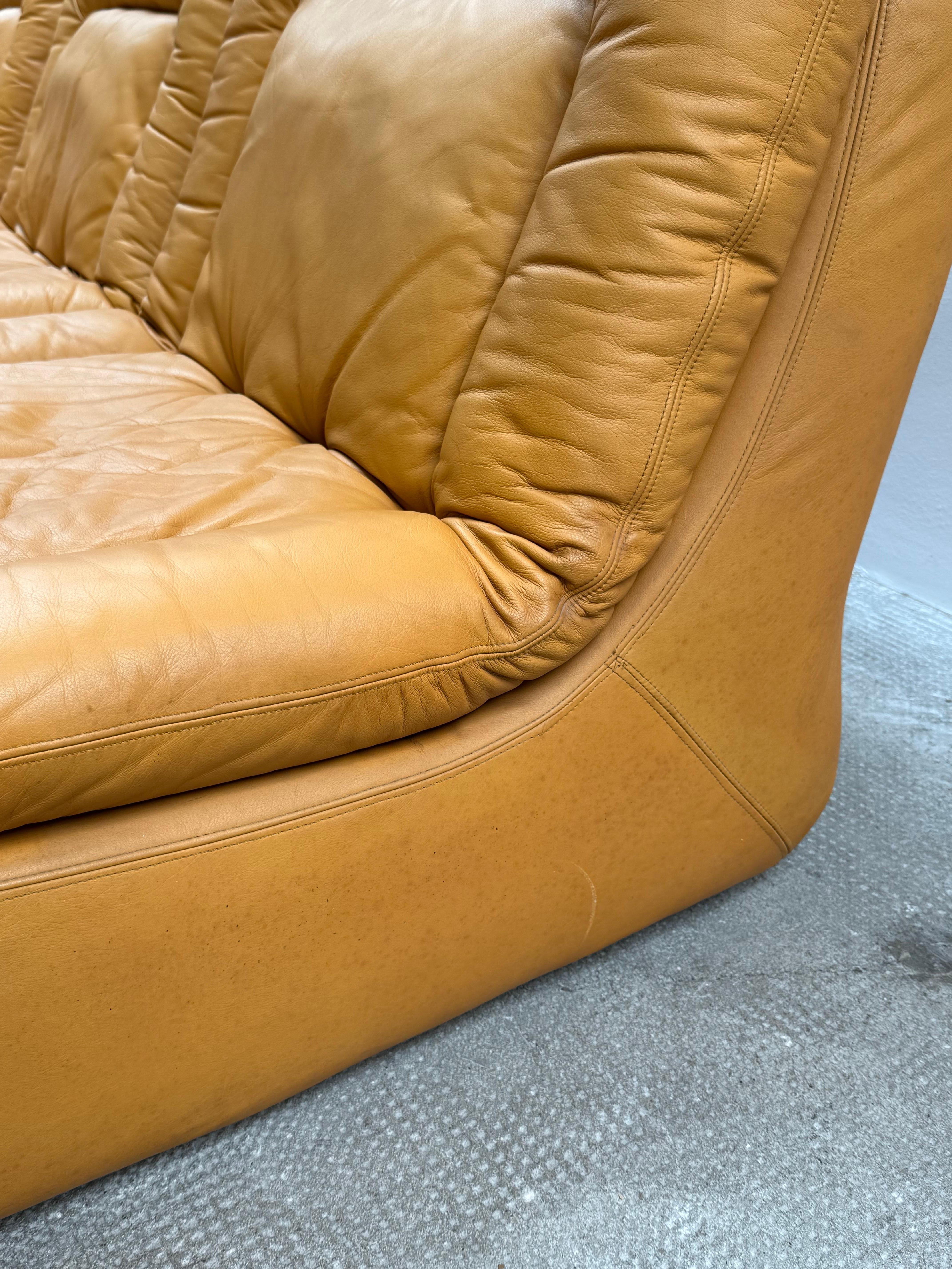 Dreipunkt Modular Lounge Sessel Sofá Sitzgruppe Leder gelb, Deutschland 1970er en venta 6