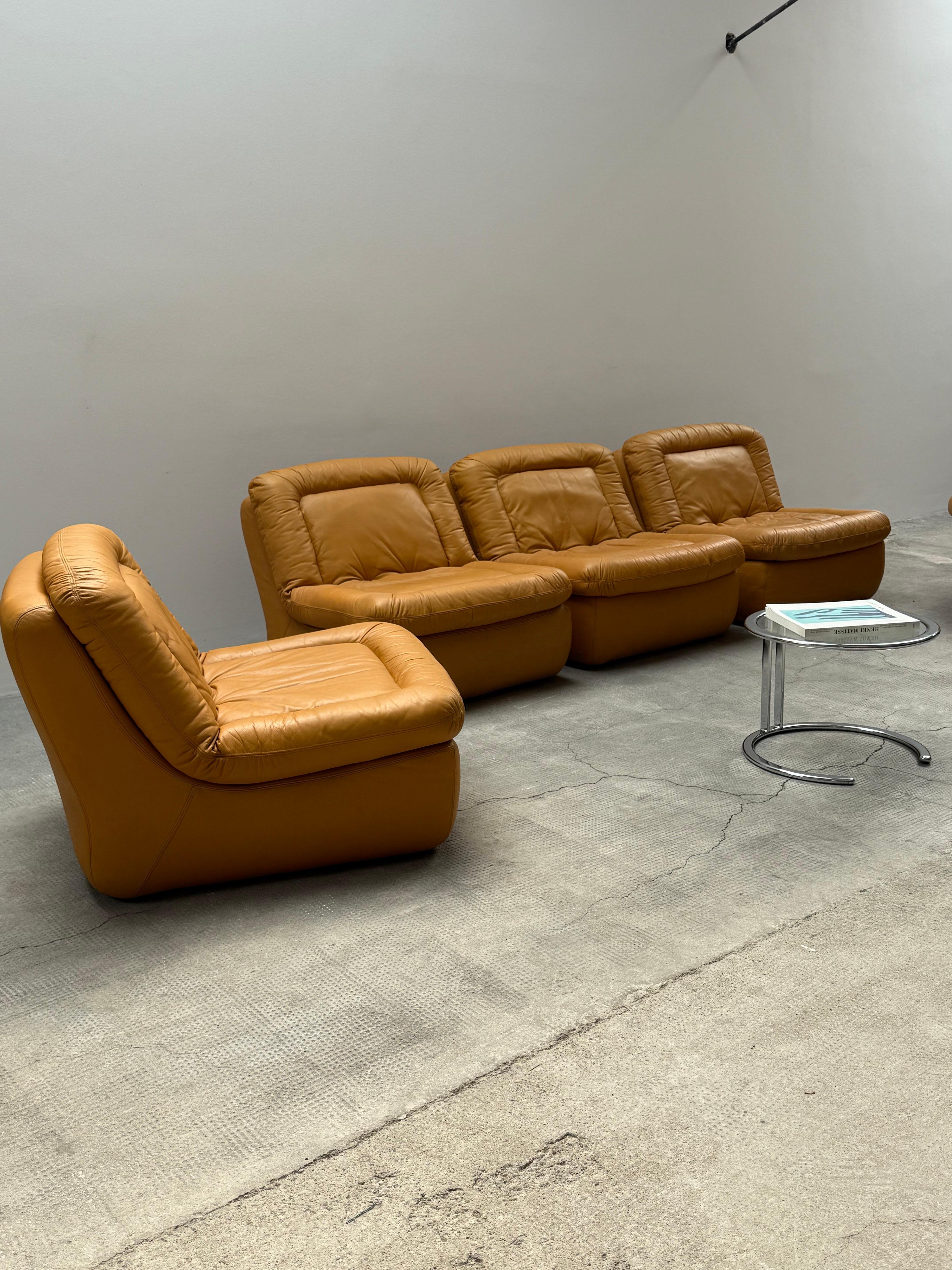 Dreipunkt Modular Lounge Sessel Sofá Sitzgruppe Leder gelb, Deutschland 1970er en venta 9