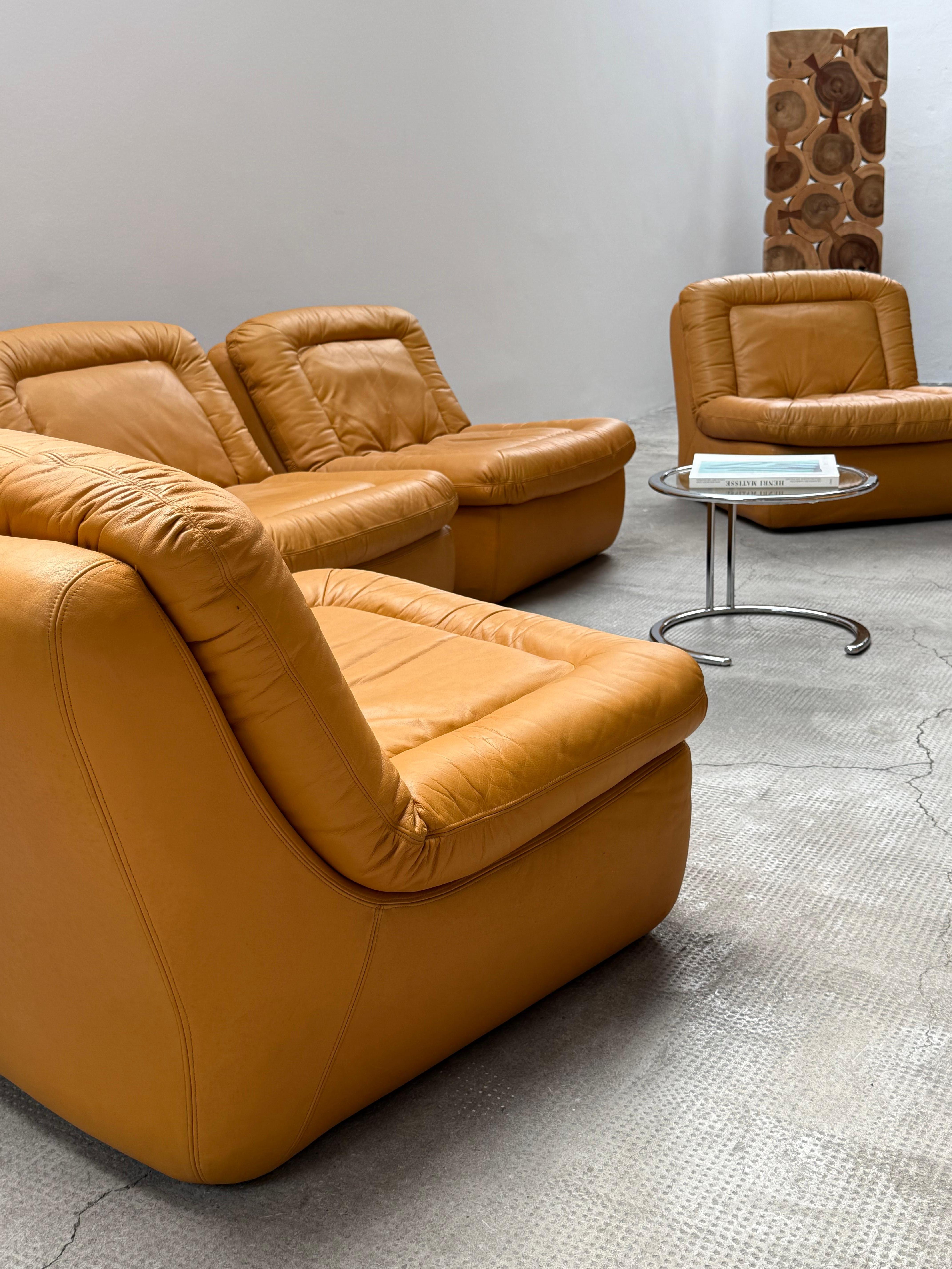 Dreipunkt Modular Lounge Sessel Sofá Sitzgruppe Leder gelb, Deutschland 1970er en venta 10