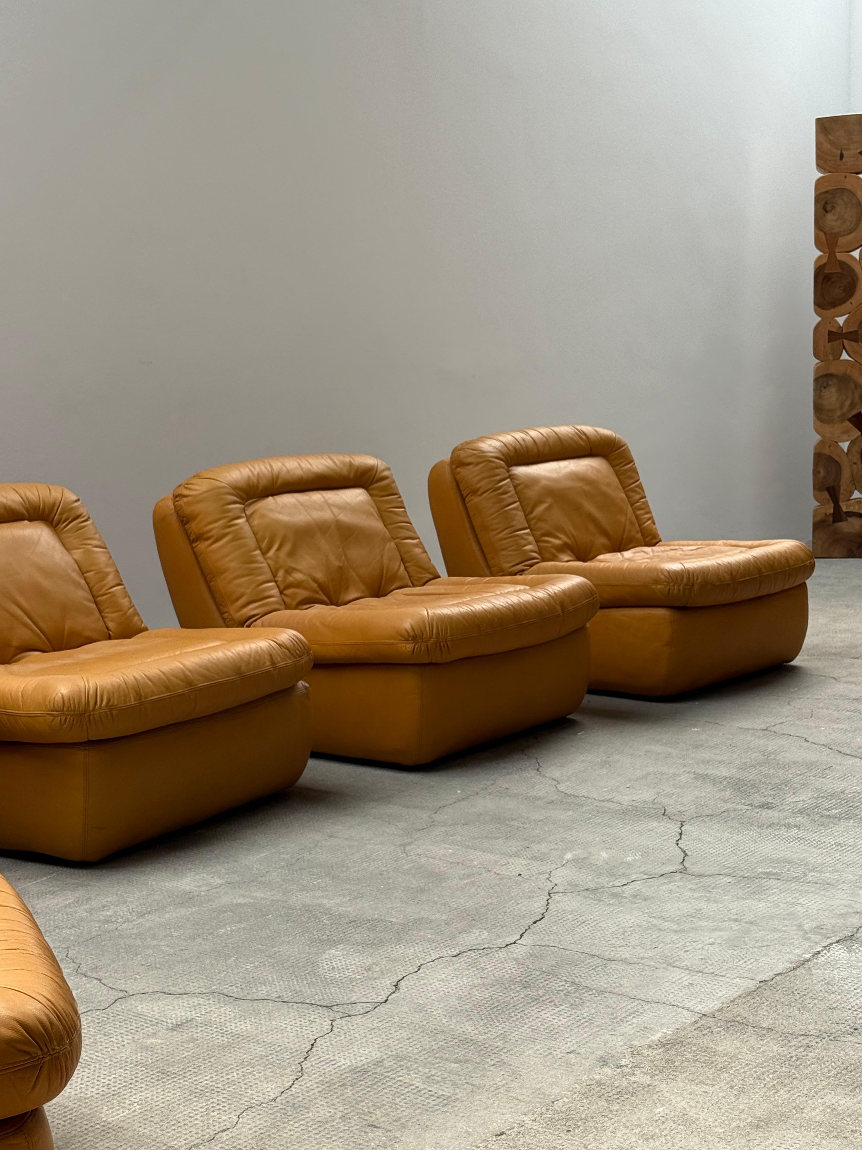 Dreipunkt Modular Lounge Sessel Sofá Sitzgruppe Leder gelb, Deutschland 1970er en Bueno estado para la venta en Reutlingen, DE