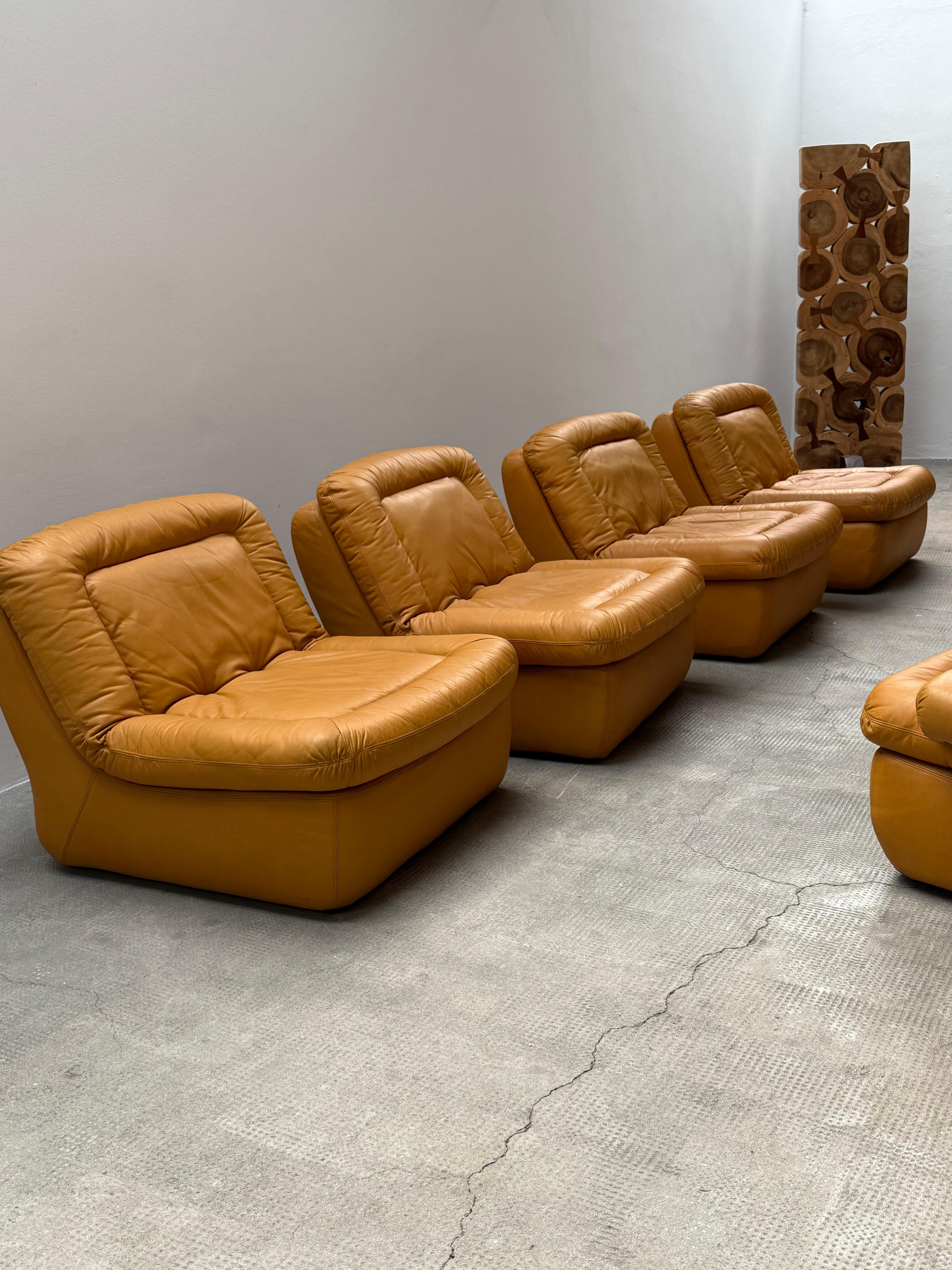 Dreipunkt Modular Lounge Sessel Sofá Sitzgruppe Leder gelb, Deutschland 1970er Cuero en venta