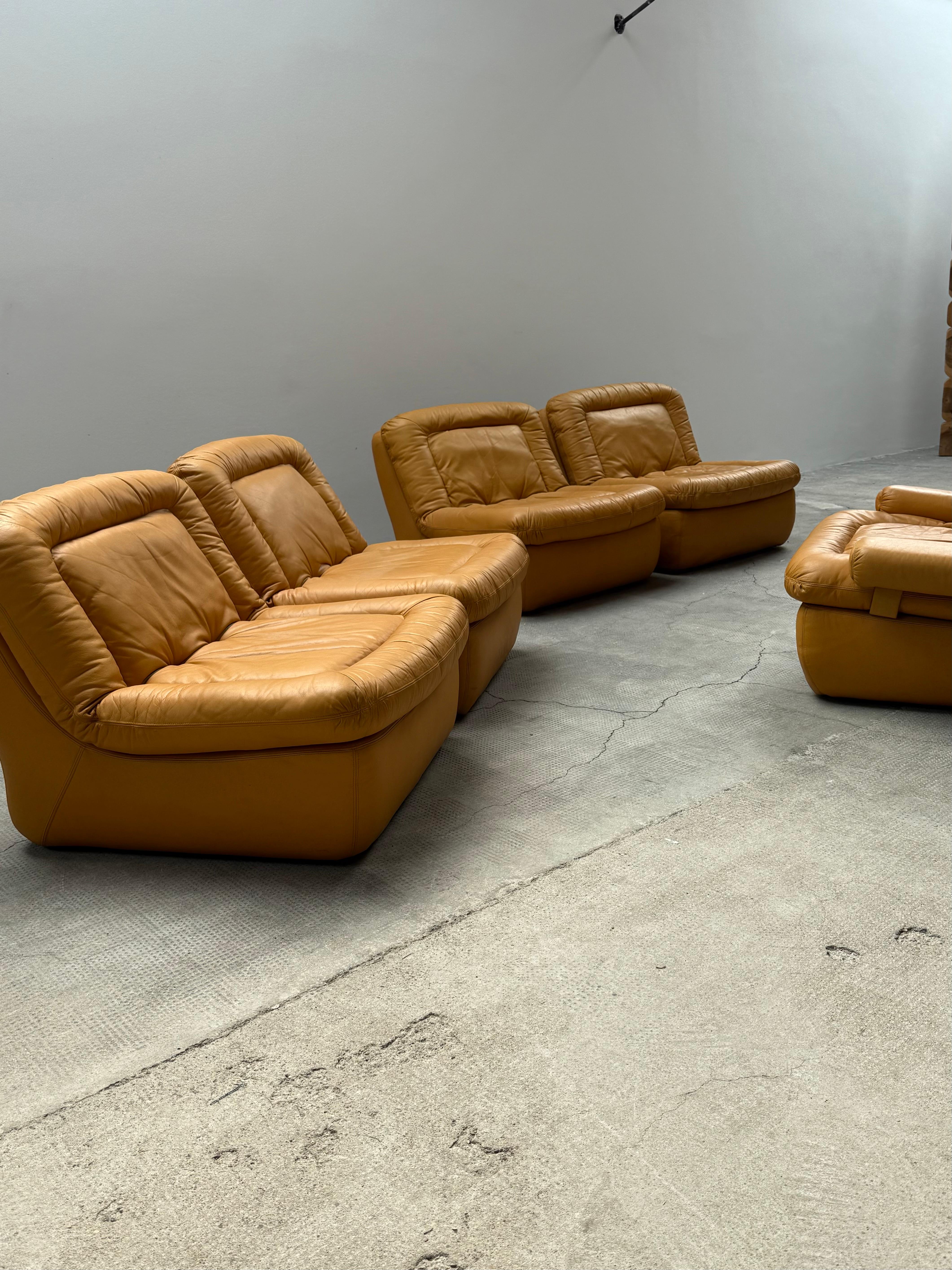 Dreipunkt Modular Lounge Sessel Sofá Sitzgruppe Leder gelb, Deutschland 1970er en venta 1