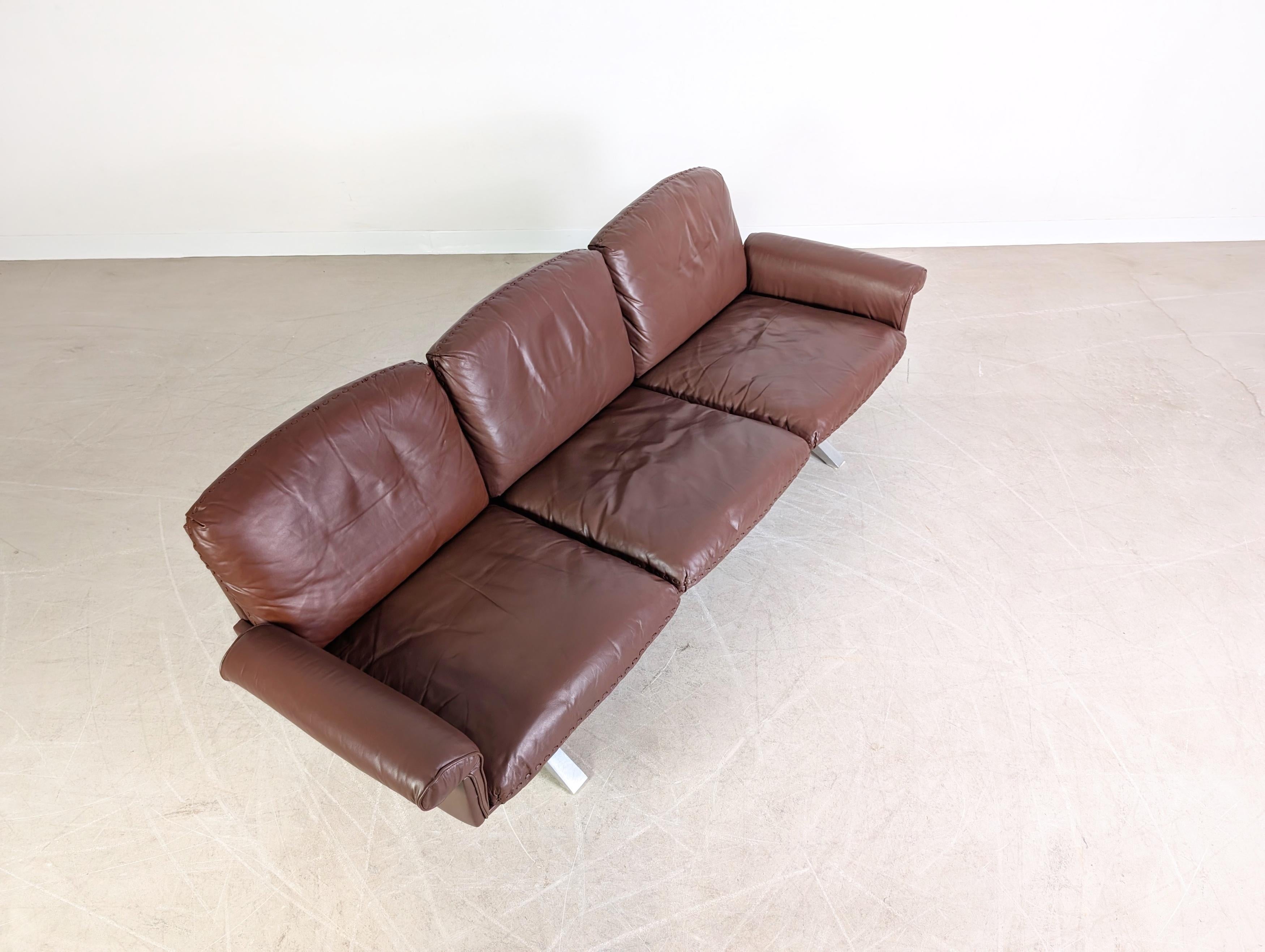 Dreisitzer Midcentury Sofa de Sede DS 31 Leder braun Design en vente 1