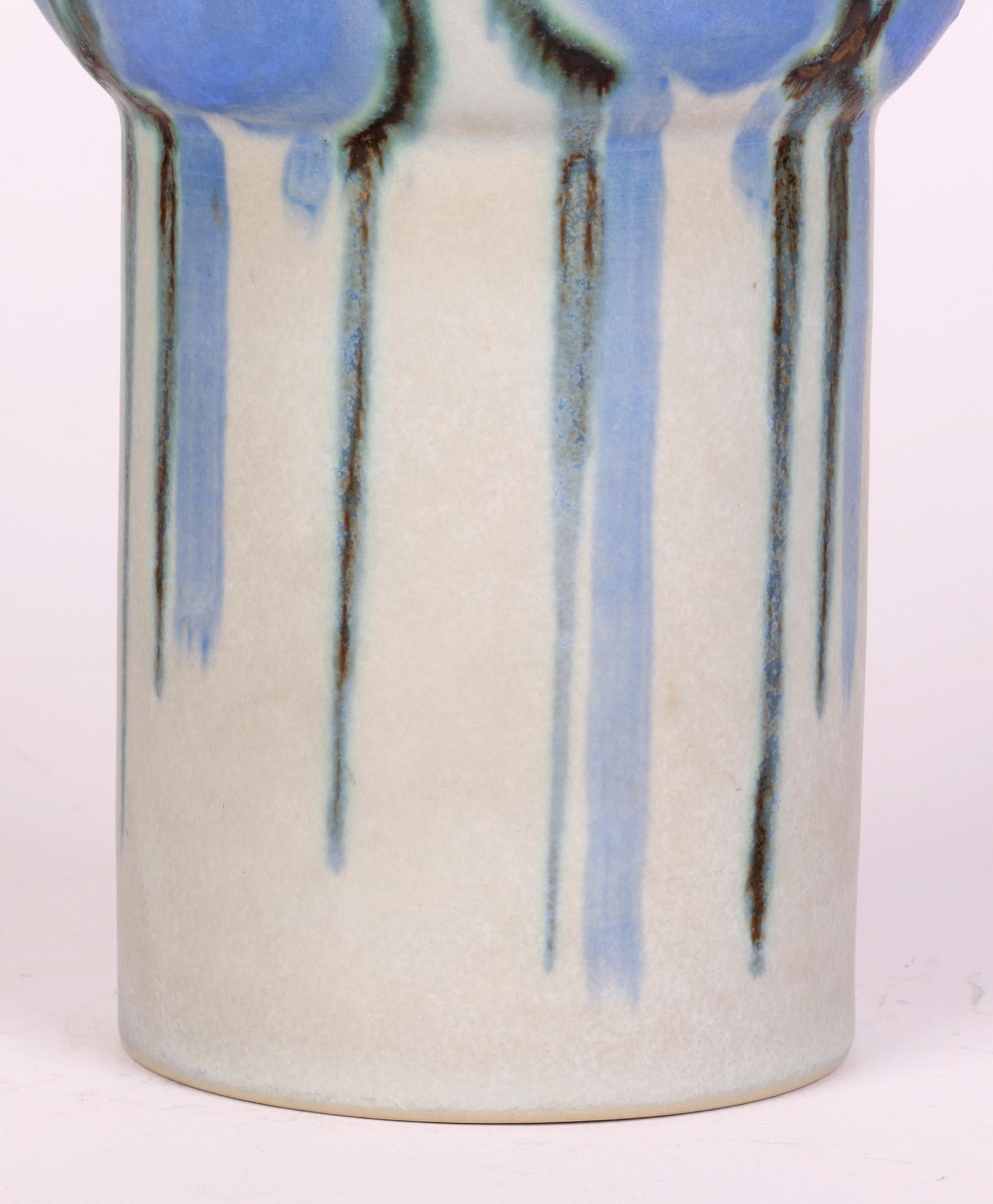 Hand-Painted Drejar Gruppen for Rörstrand Swedish Stylized Modern Ceramic Vase, 1973 For Sale
