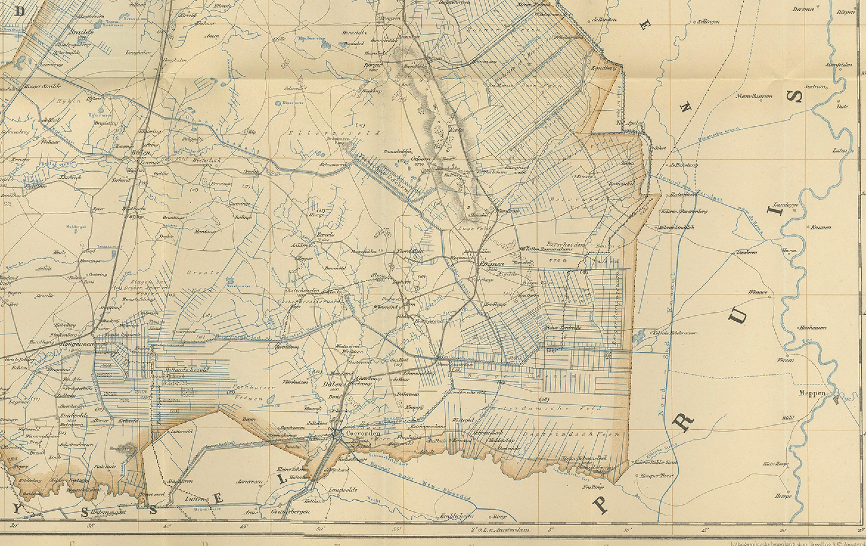 Drenthe Map 1908 – Antique Dutch Provincial Folding Map by J. Kuijper In Good Condition For Sale In Langweer, NL