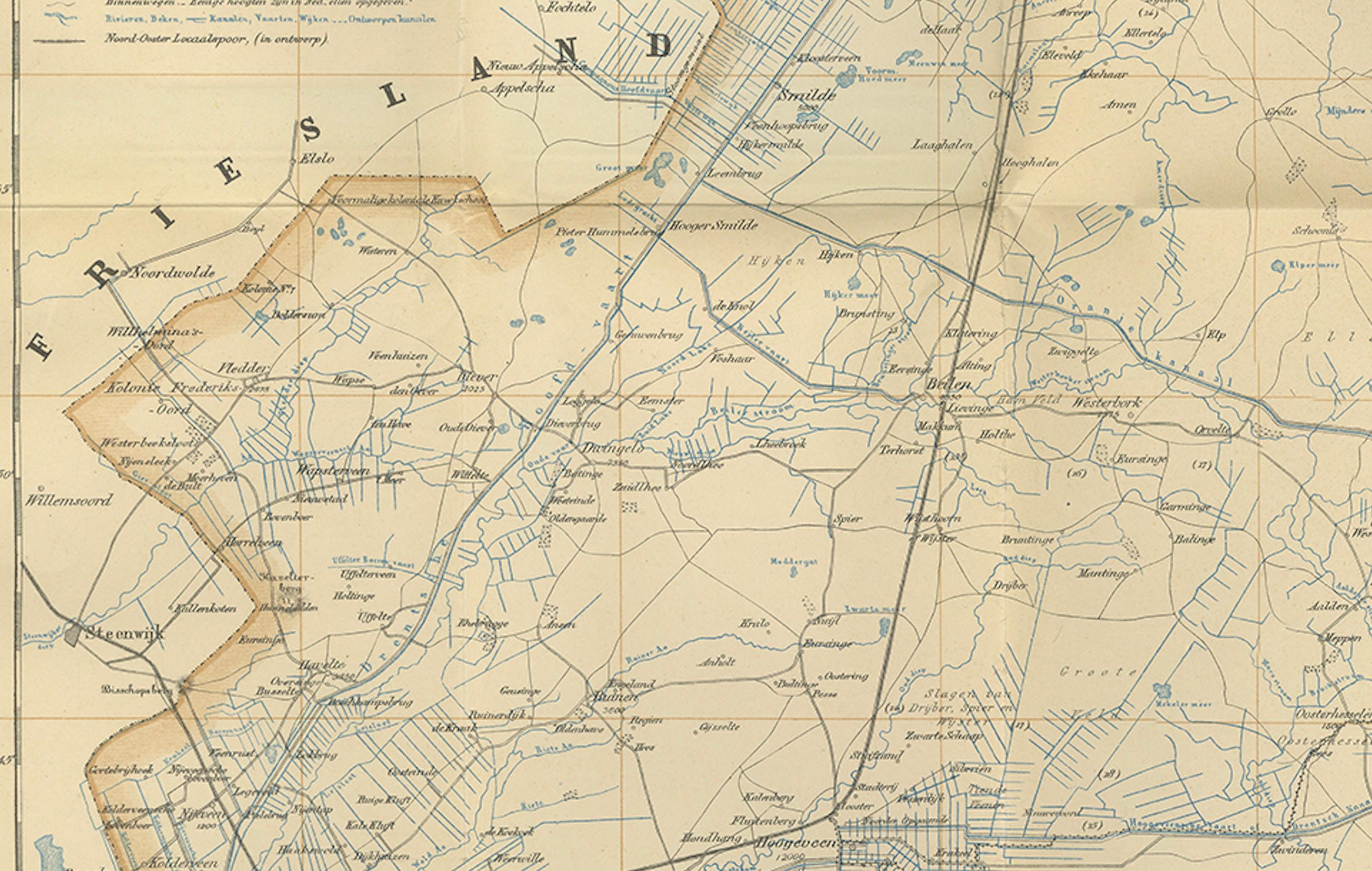 20th Century Drenthe Map 1908 – Antique Dutch Provincial Folding Map by J. Kuijper For Sale